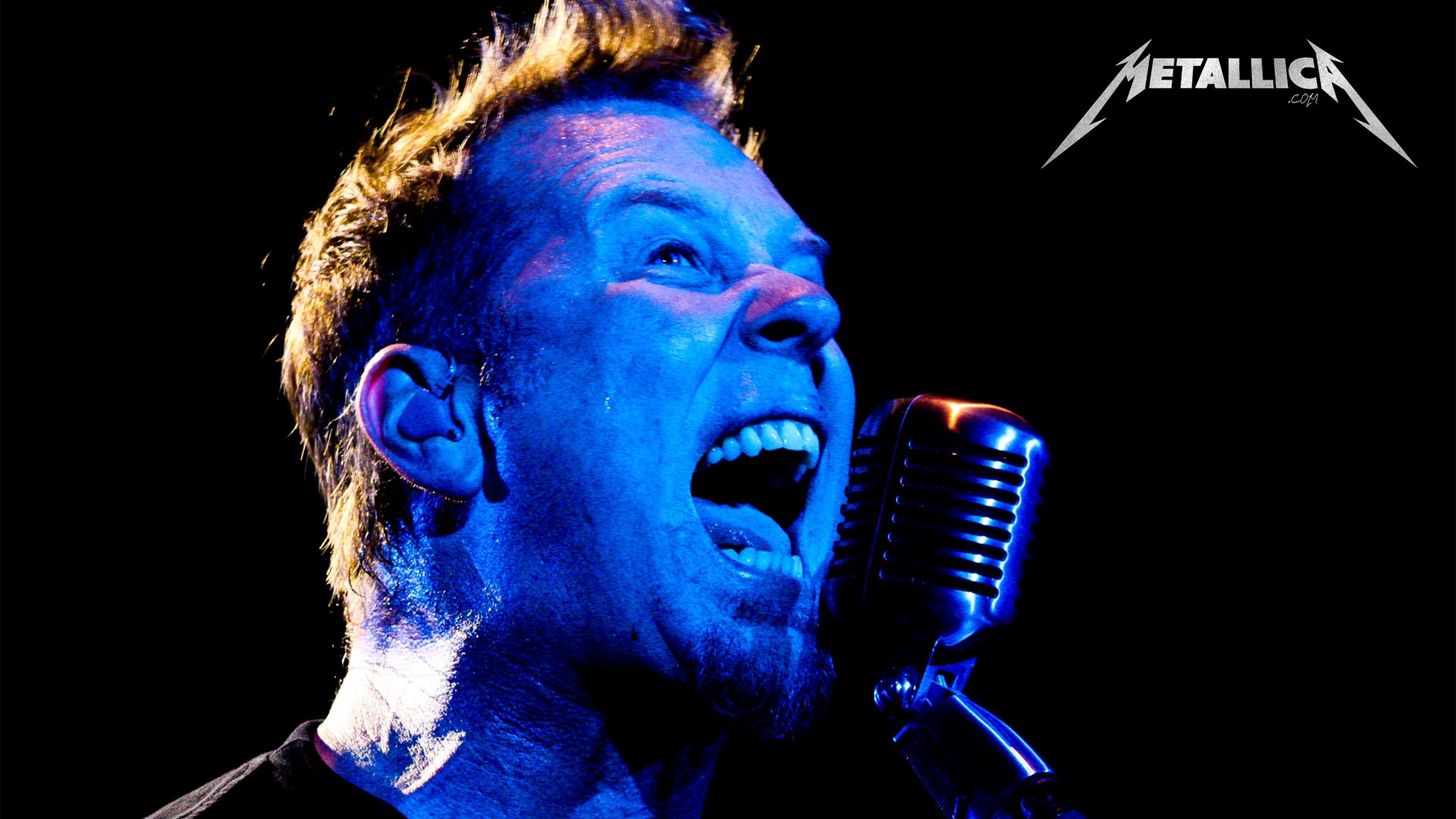 James Hetfield, Metallica, Microfono, Luce blu, 3840x2160, sfondo per PC