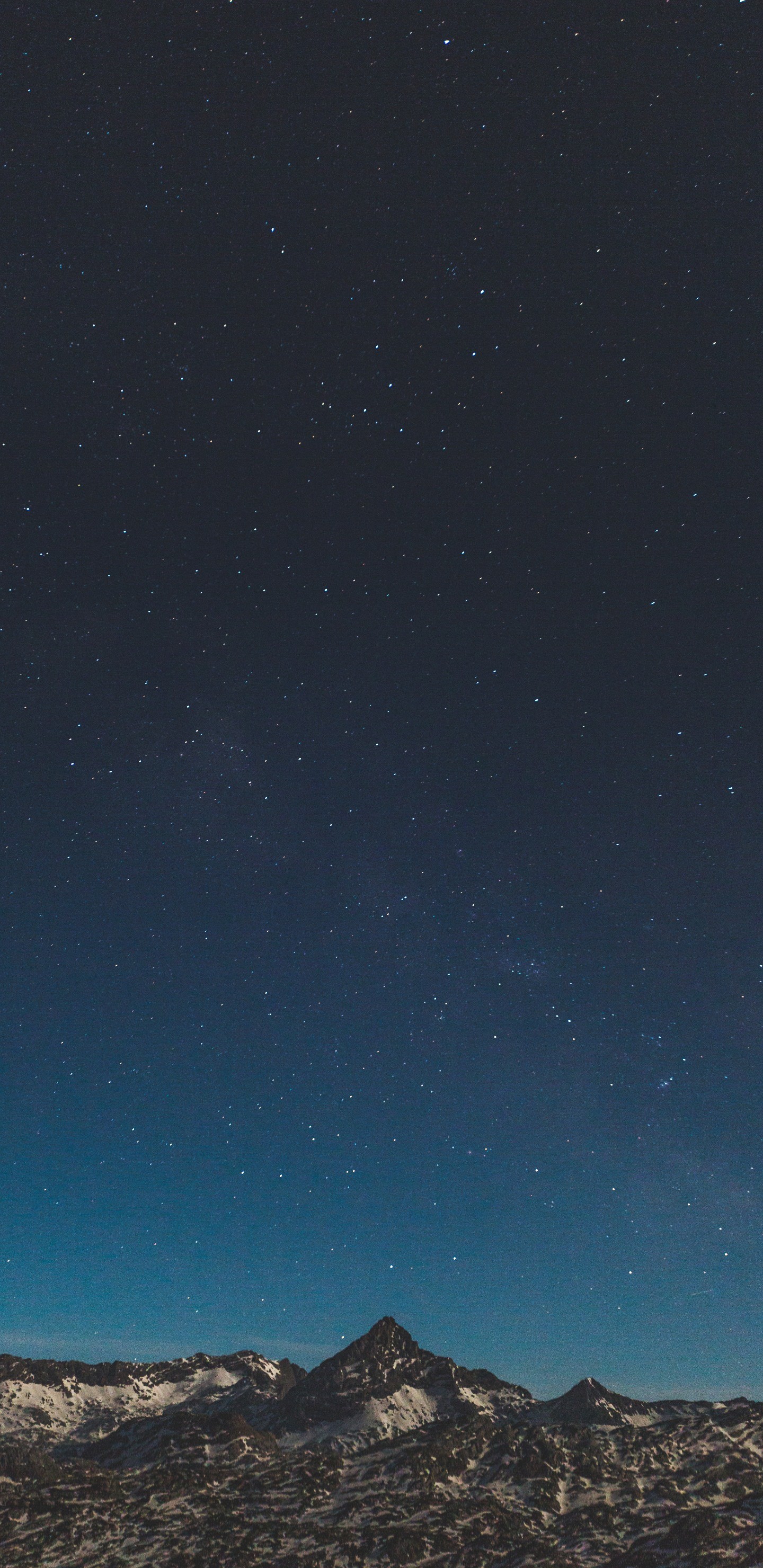 Cielo notturno, Montagne, Minimalismo, Blu scuro, 1440x2960, schermata di blocco iPhone