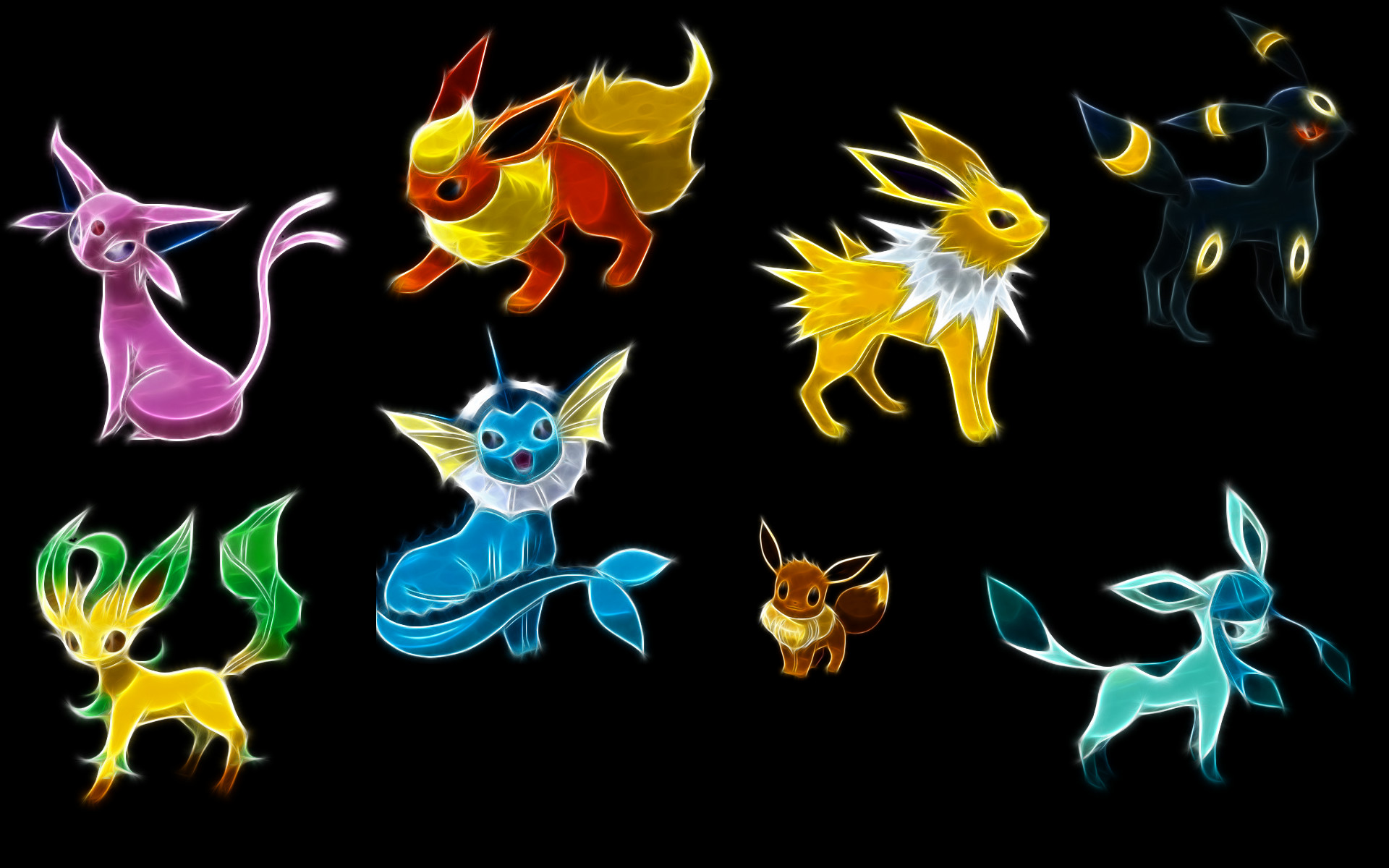 Eeveeluzioni, Umbreon, Espeon, Flareon, Jolteon, Pokémon, 16:10 Full HD, sfondo widescreen