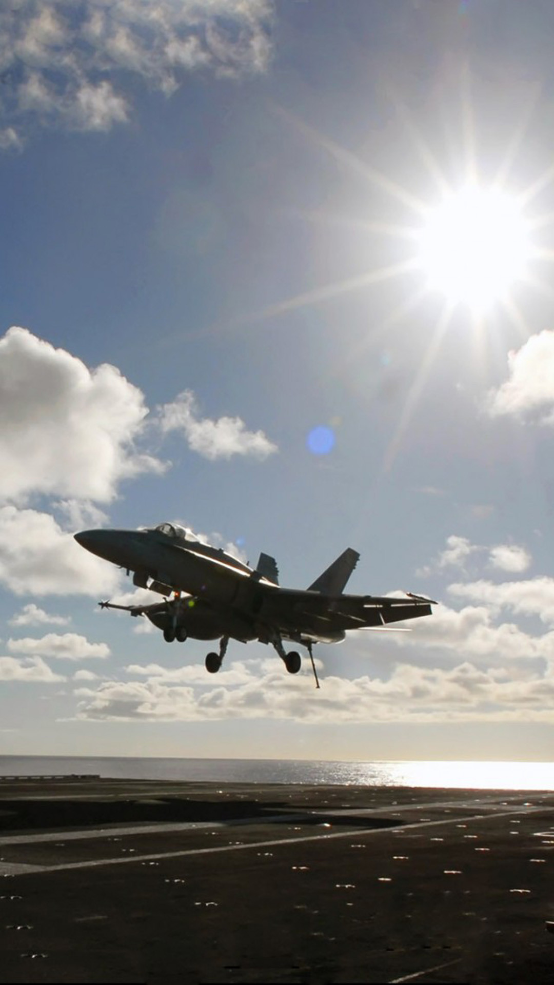 F/A-18 Hornet, Portaerei, Sole, Decollo, sfondo per iPhone e Android
