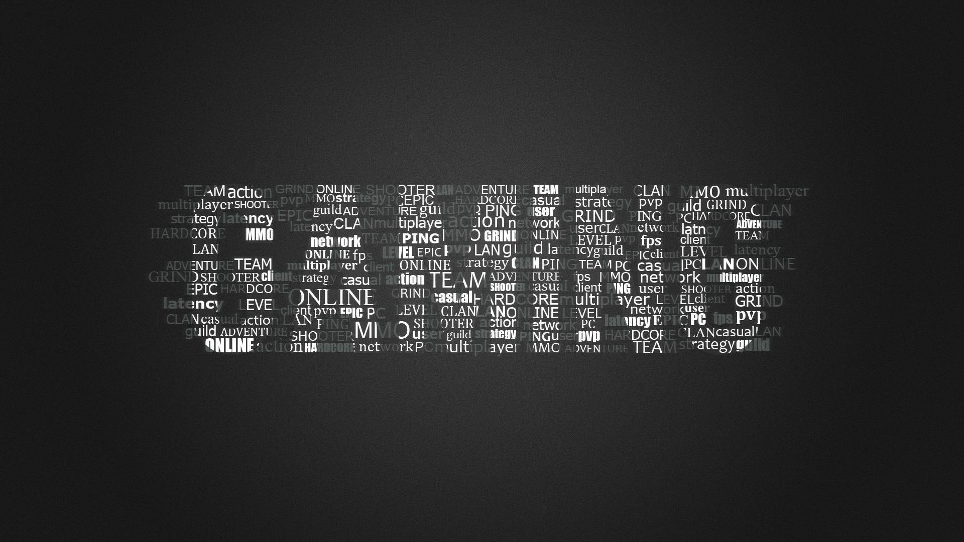 Gaming, Tipografia, Nuvola di parole, Full HD, sfondo per portatile