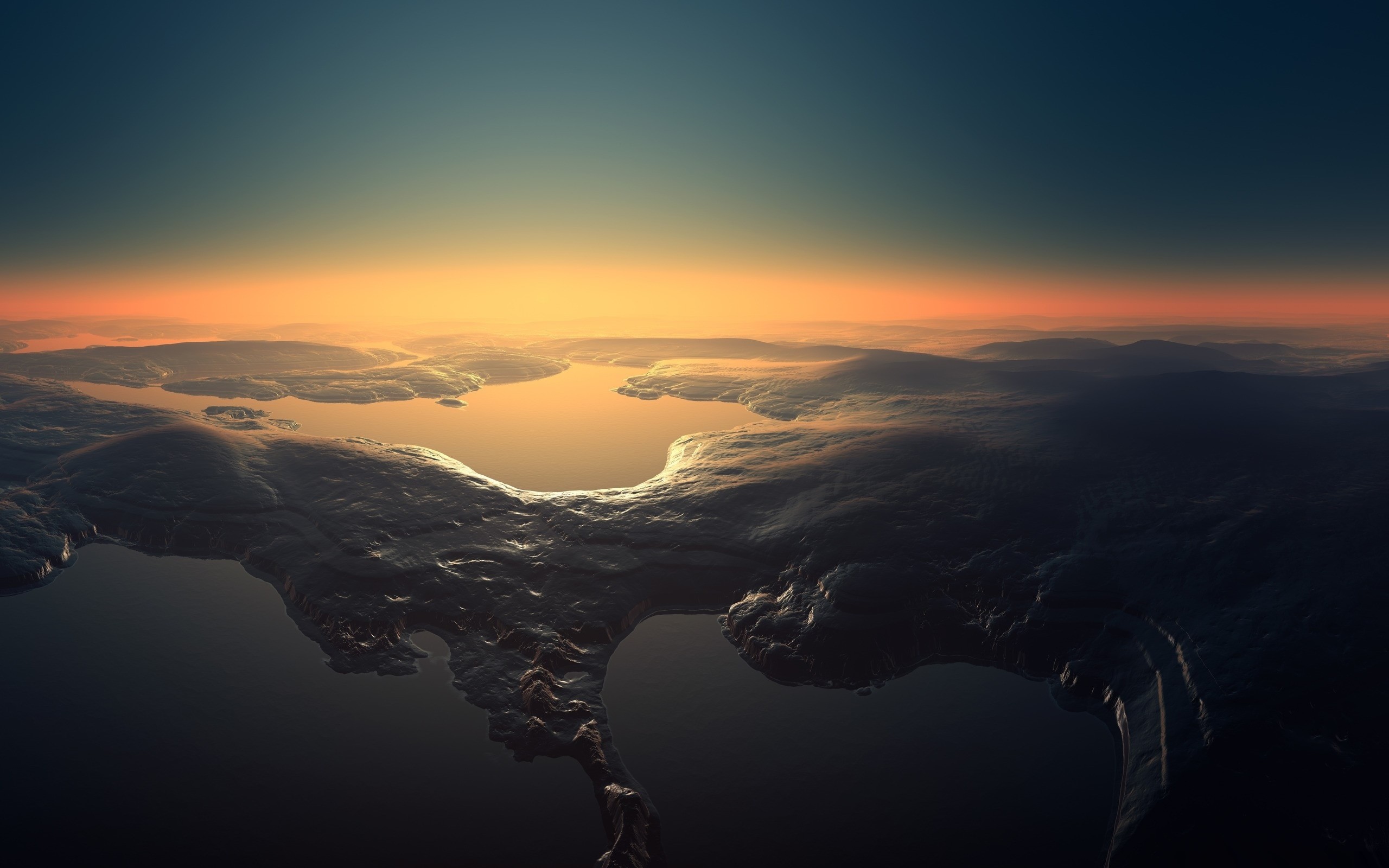Terra, Vista aerea, Nuvole, Alba, sfondo iMac 2K