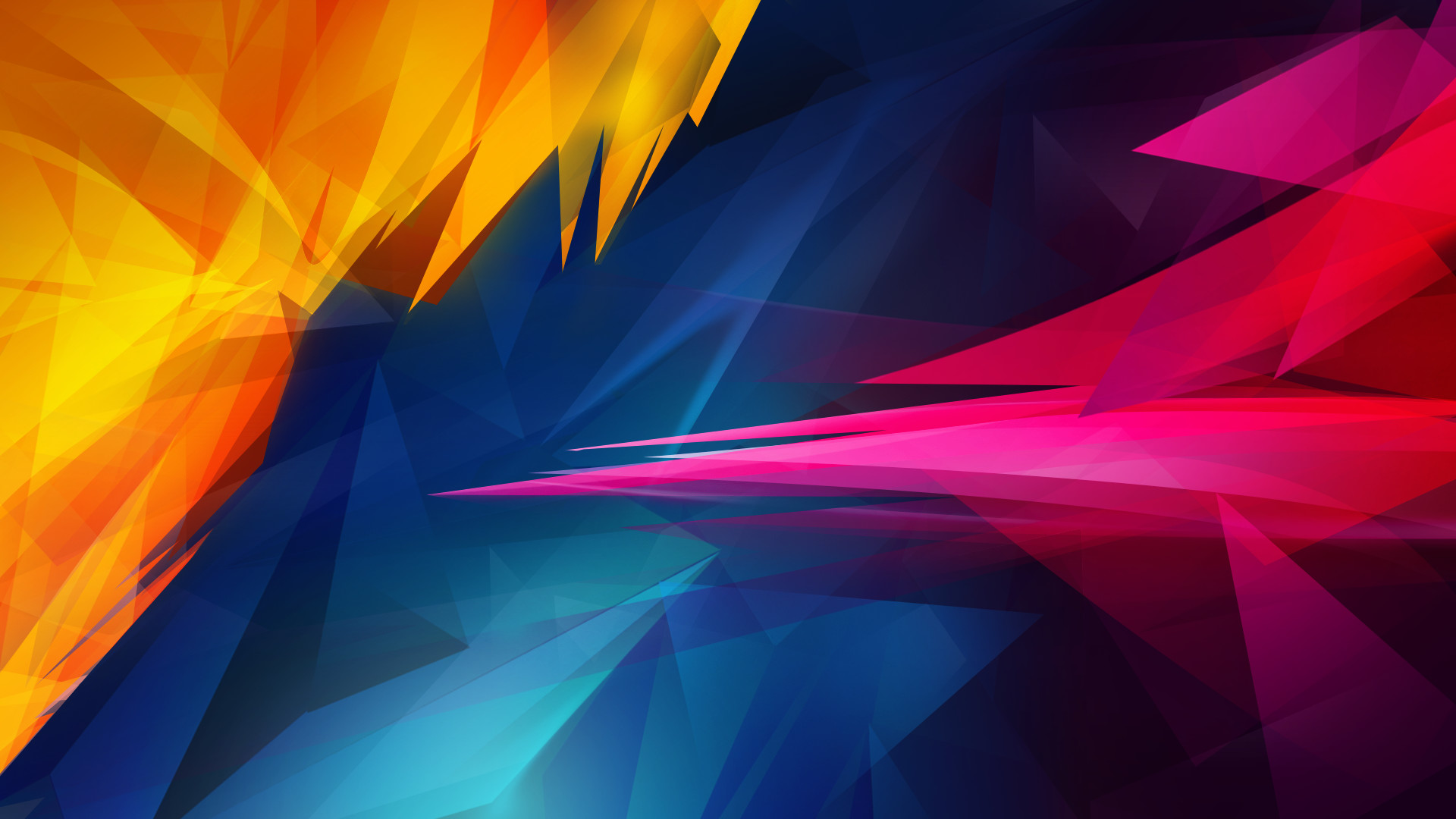 Low poly, Forme geometriche, Colori vivaci, 1920x1080, sfondo per PC