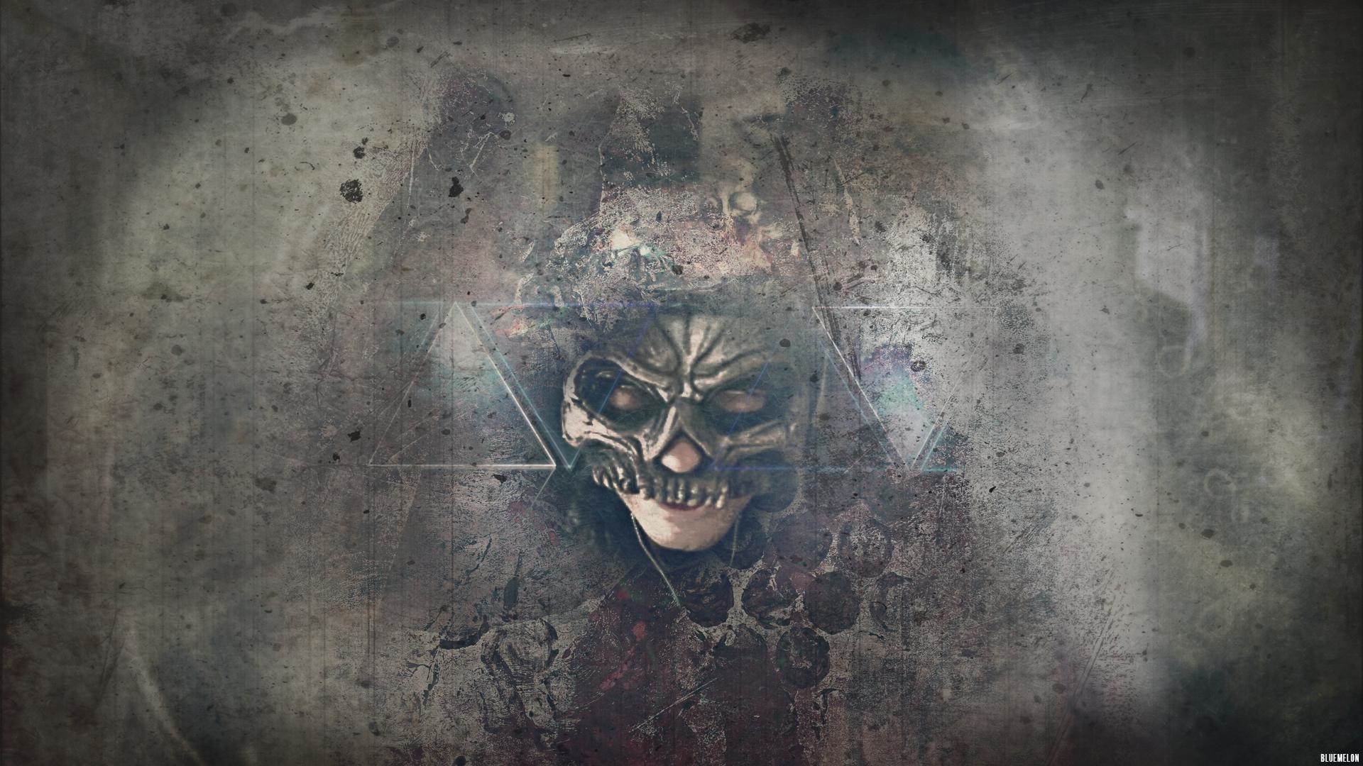 Teschio, Arte grunge, Grigio, Full HD, wallpaper per computer