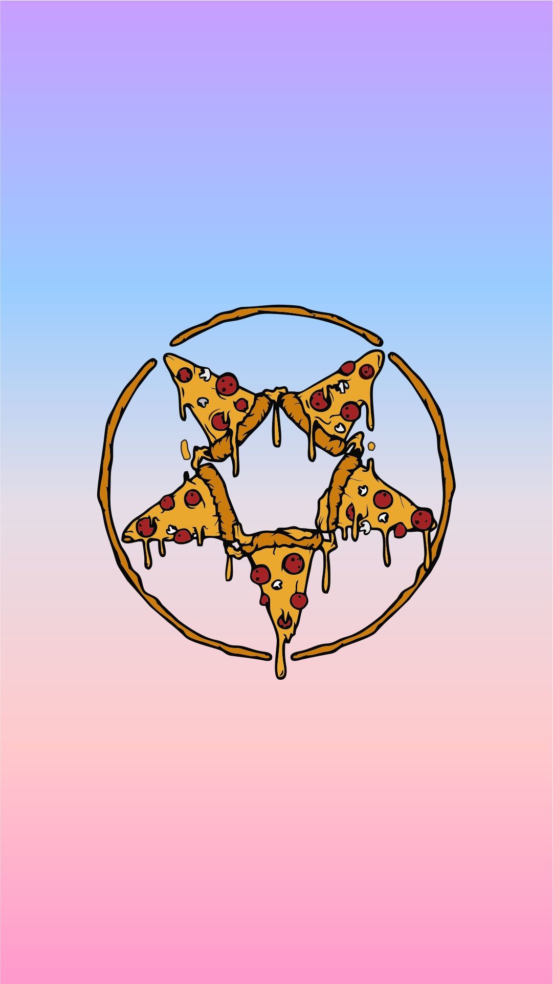 Pentacolo di pizza, Illustrazione, Sfumatura pastello, sfondo per iPhone e Android