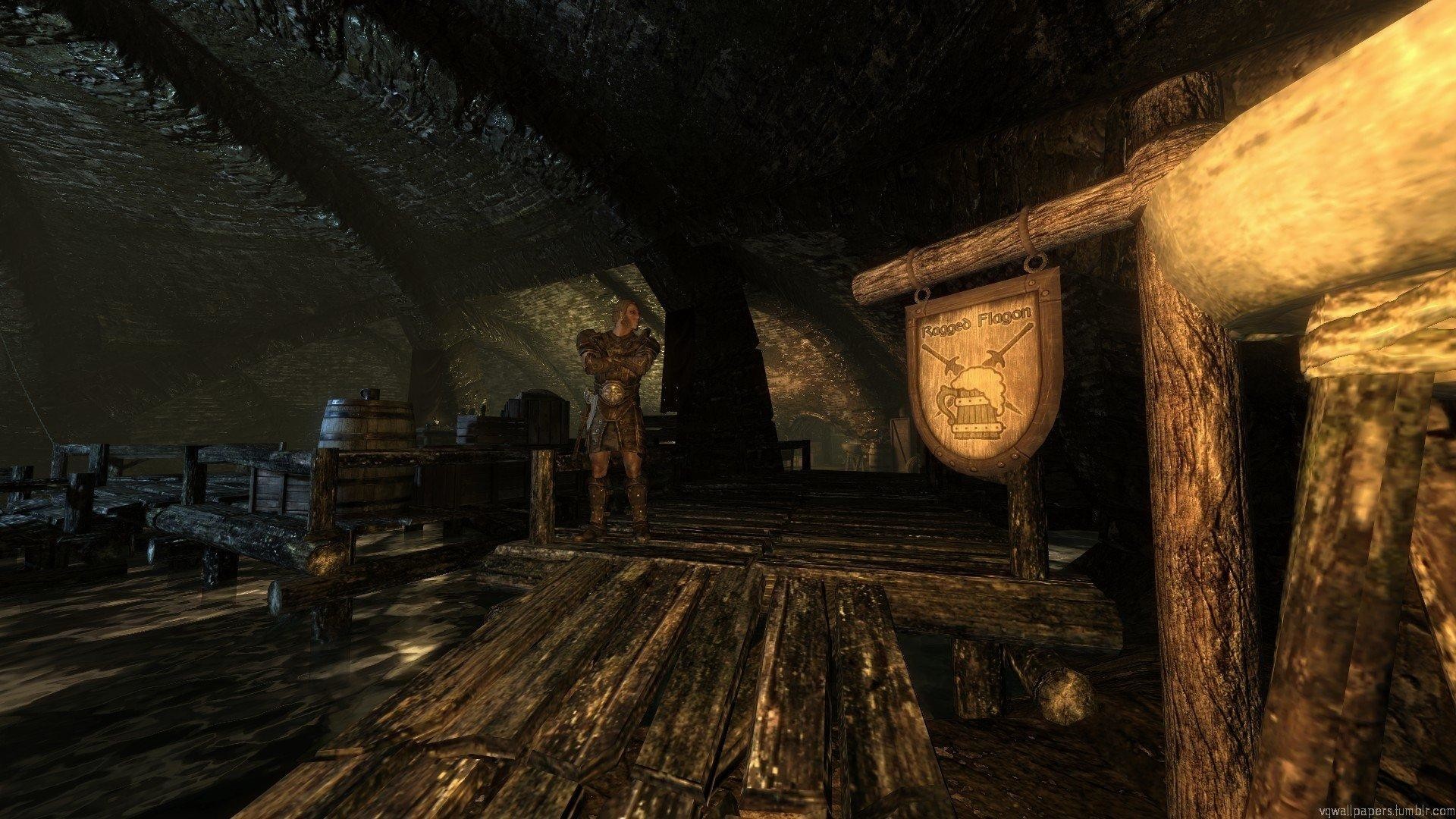 The Elder Scrolls V: Skyrim, Interno, Taverna, sfondo Full HD per desktop