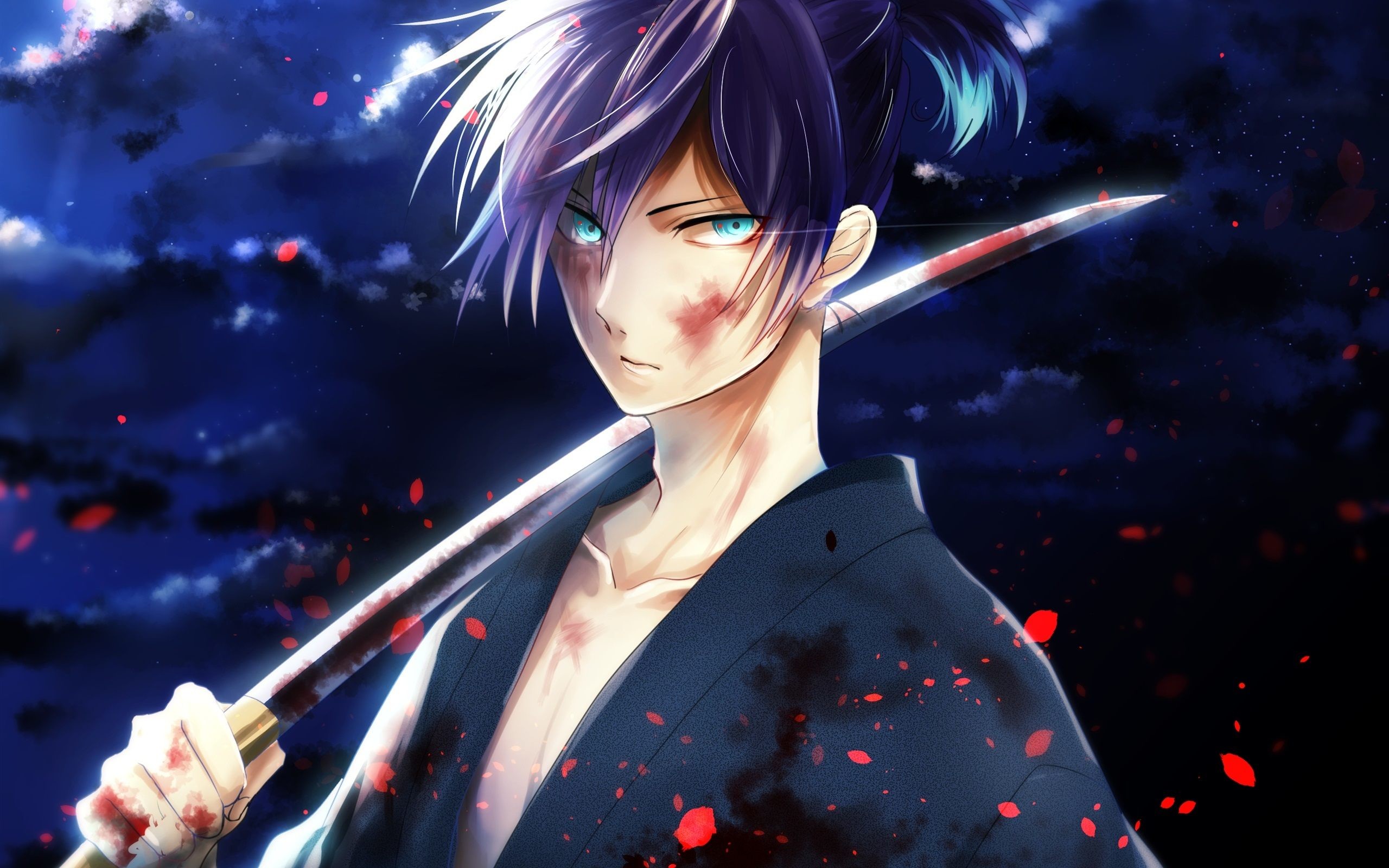 Yato, Noragami, Katana, Kimono, 2K, sfondo desktop