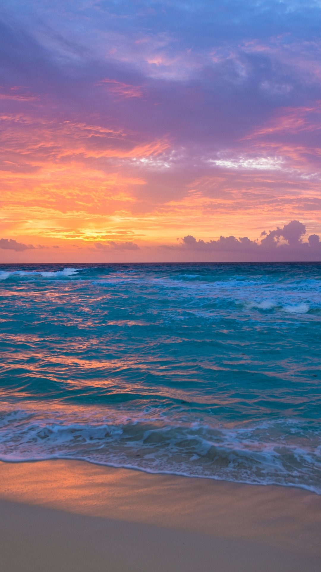 Mare, Onde, Tramonto, Spiaggia, Full HD, schermata di blocco Android