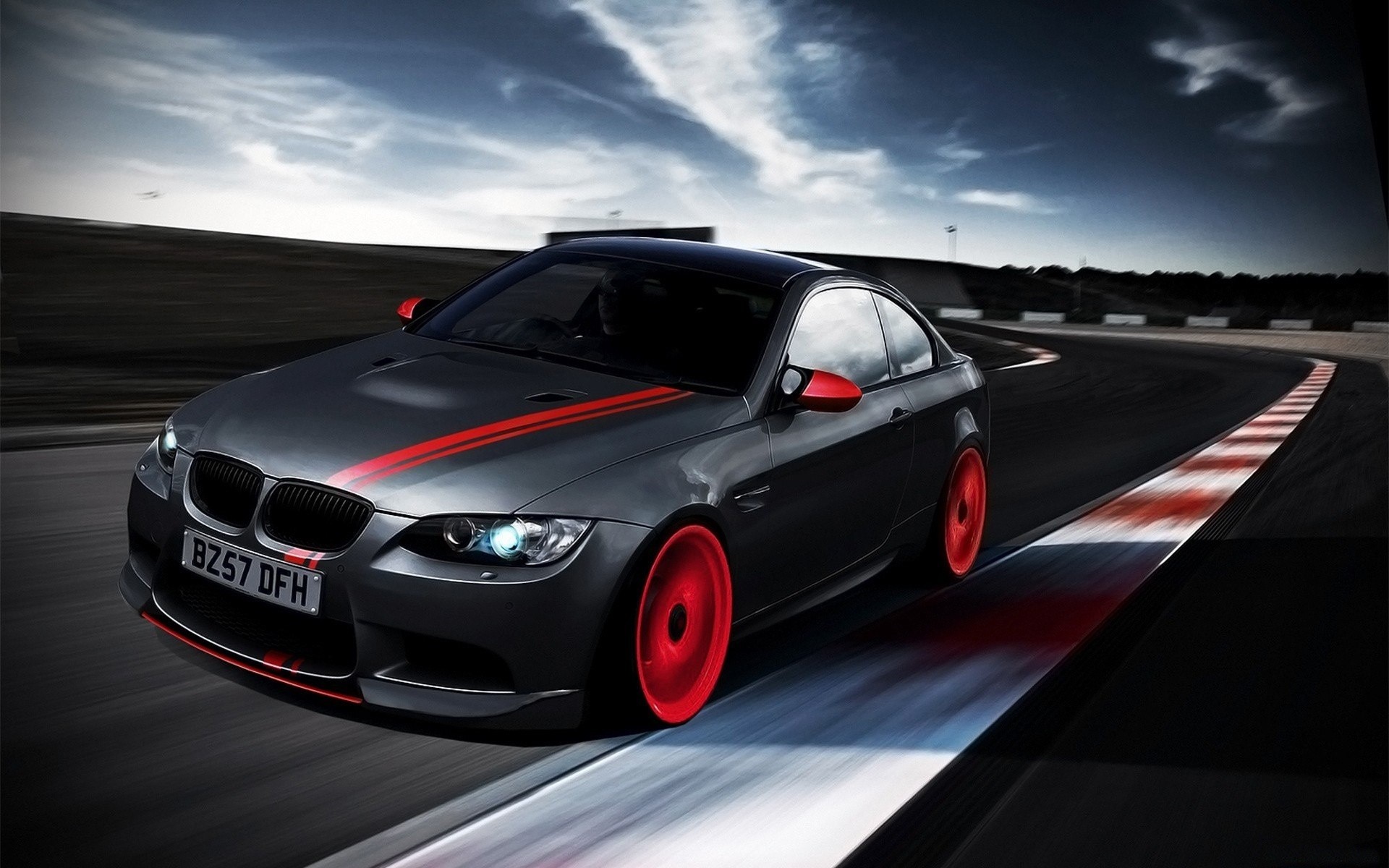 BMW M3 GTS (E92), BMW, Grigio, Cerchi rossi, Pista, 1920x1200, immagine di sfondo