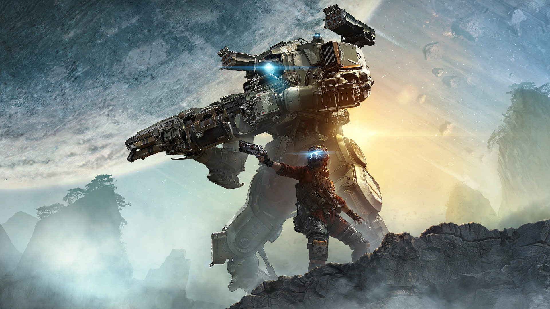 Titanfall 2, Titano, Mech, Fantascienza, Nebbia, Full HD, wallpaper per portatile