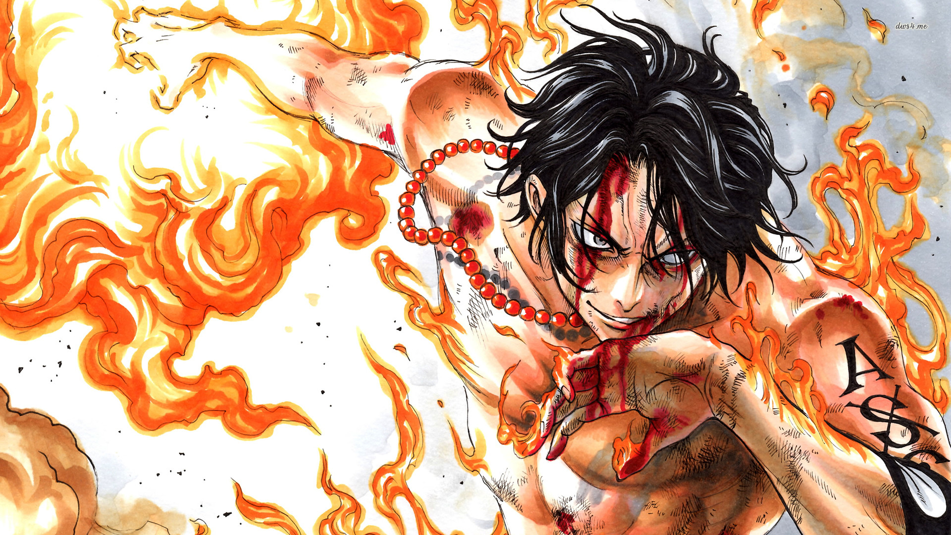 Portgas D. Ace, One Piece, Fuoco, Ferito, Full HD, sfondo per portatile
