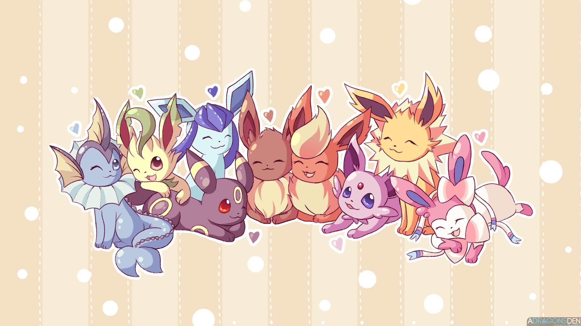 Eevee, Eeveelution, Vaporeon, Jolteon, Flareon, Espeon, Umbreon, Sylveon, Pokémon, sfondo 1080p