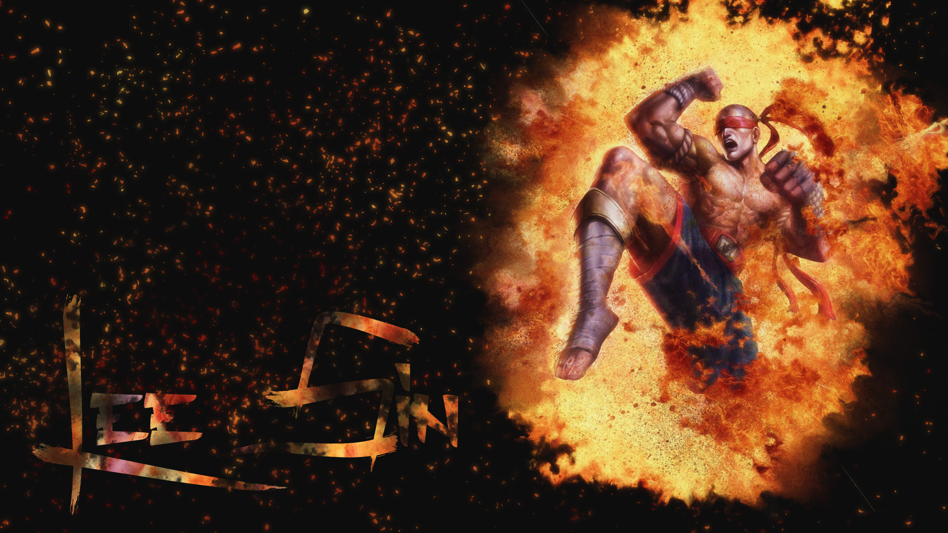 Lee Sin Muay Thai, League of Legends, Fiamme, Esplosione, Full HD 1080p, sfondo desktop