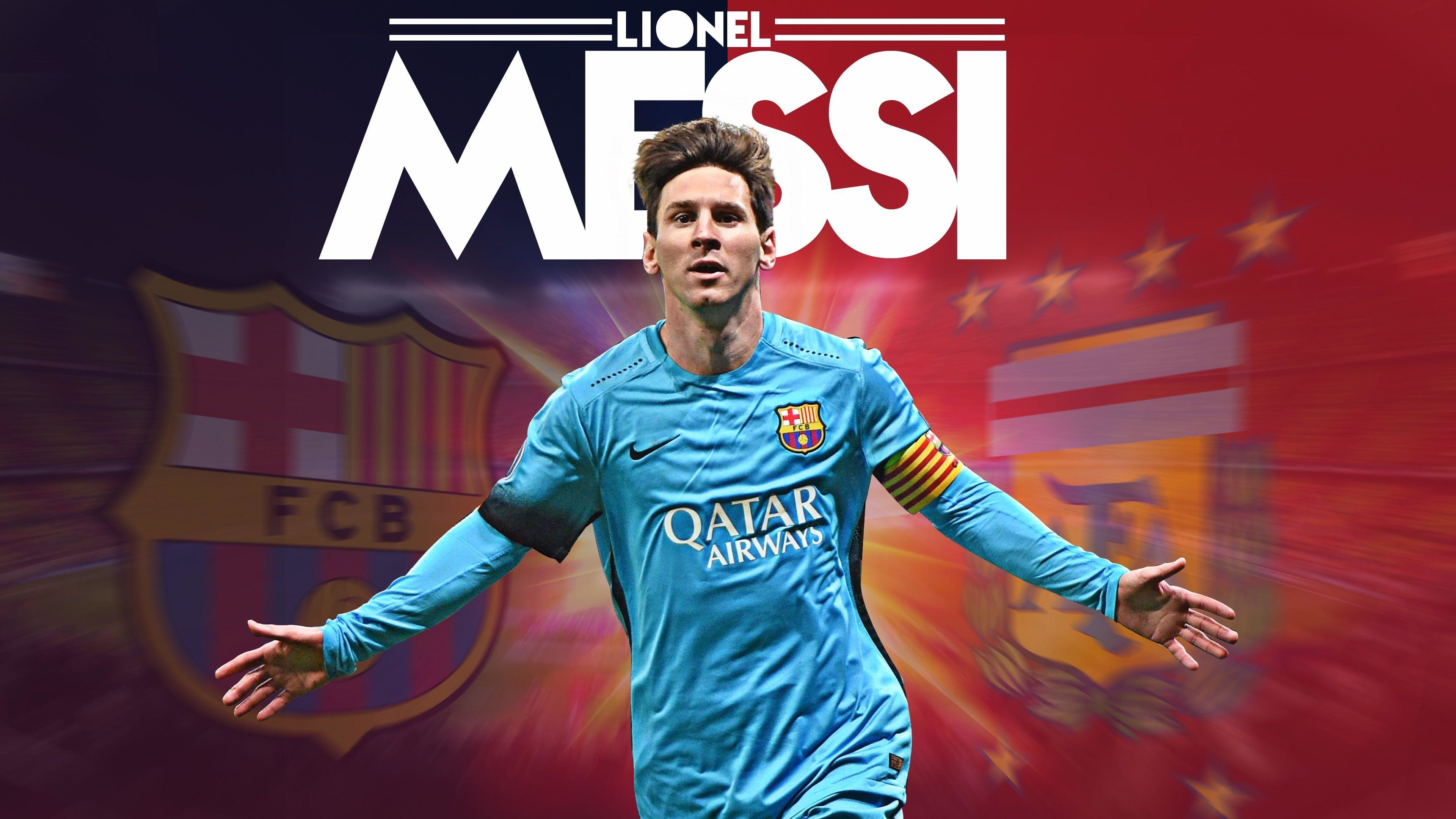 Lionel Messi, FC Barcelona, Maglia azzurra, Esultanza, Argentina, wallpaper 3840x2160