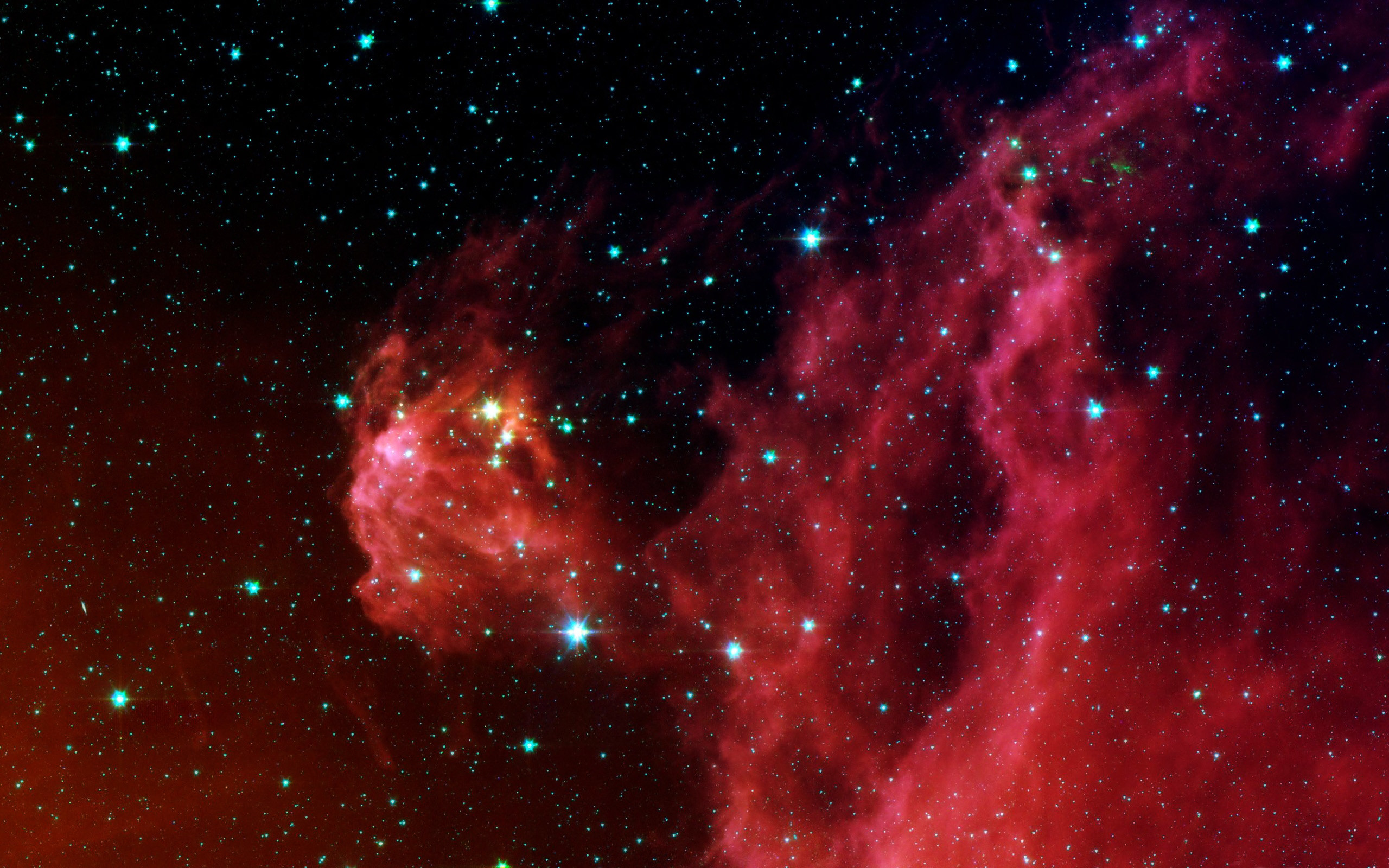 Nebulosa, Rosso, Stelle, 2K 1600p, sfondo desktop