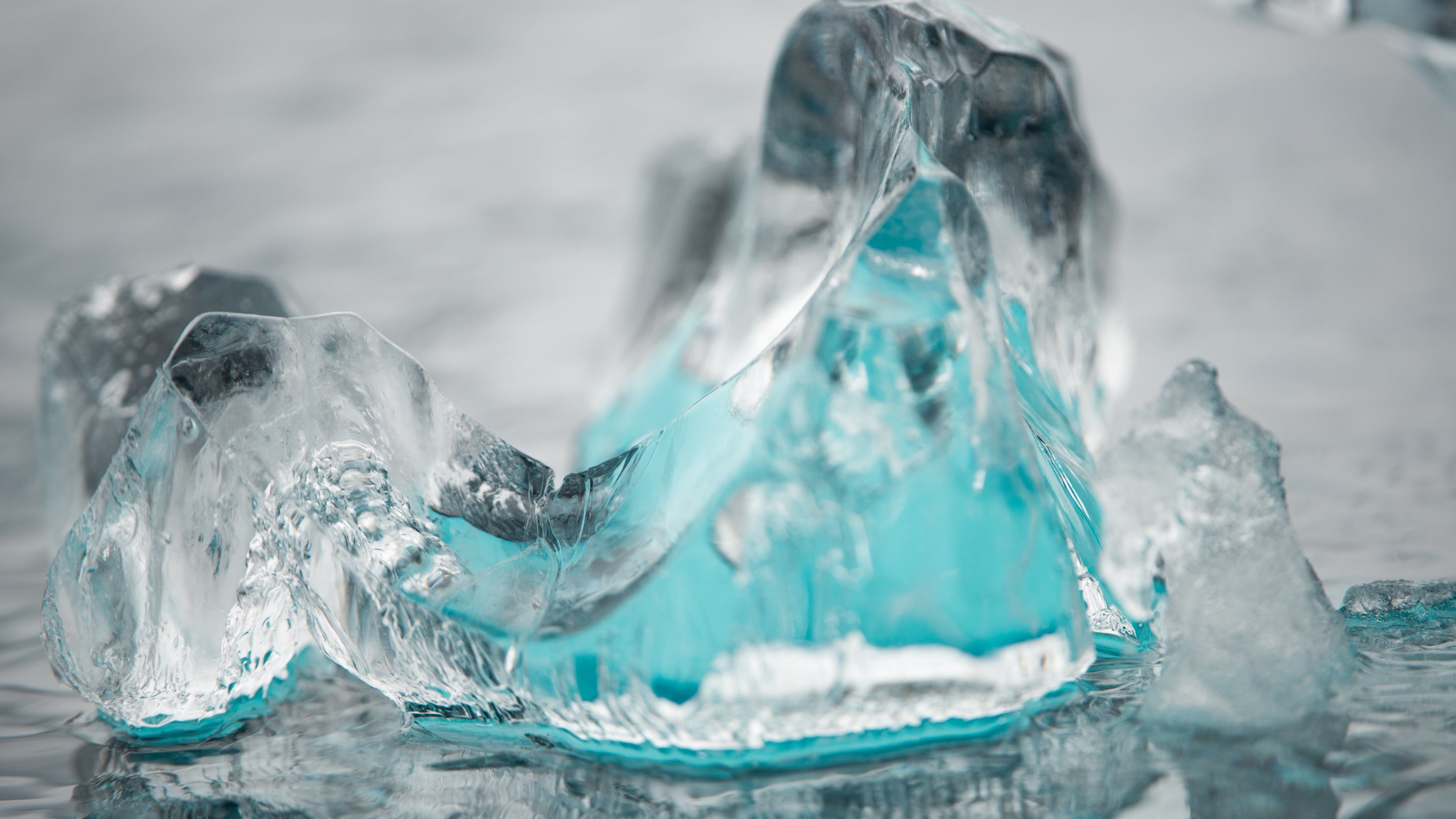 Ghiaccio, Macro, Turchese, Trasparenza, 4K, sfondo per PC e portatile