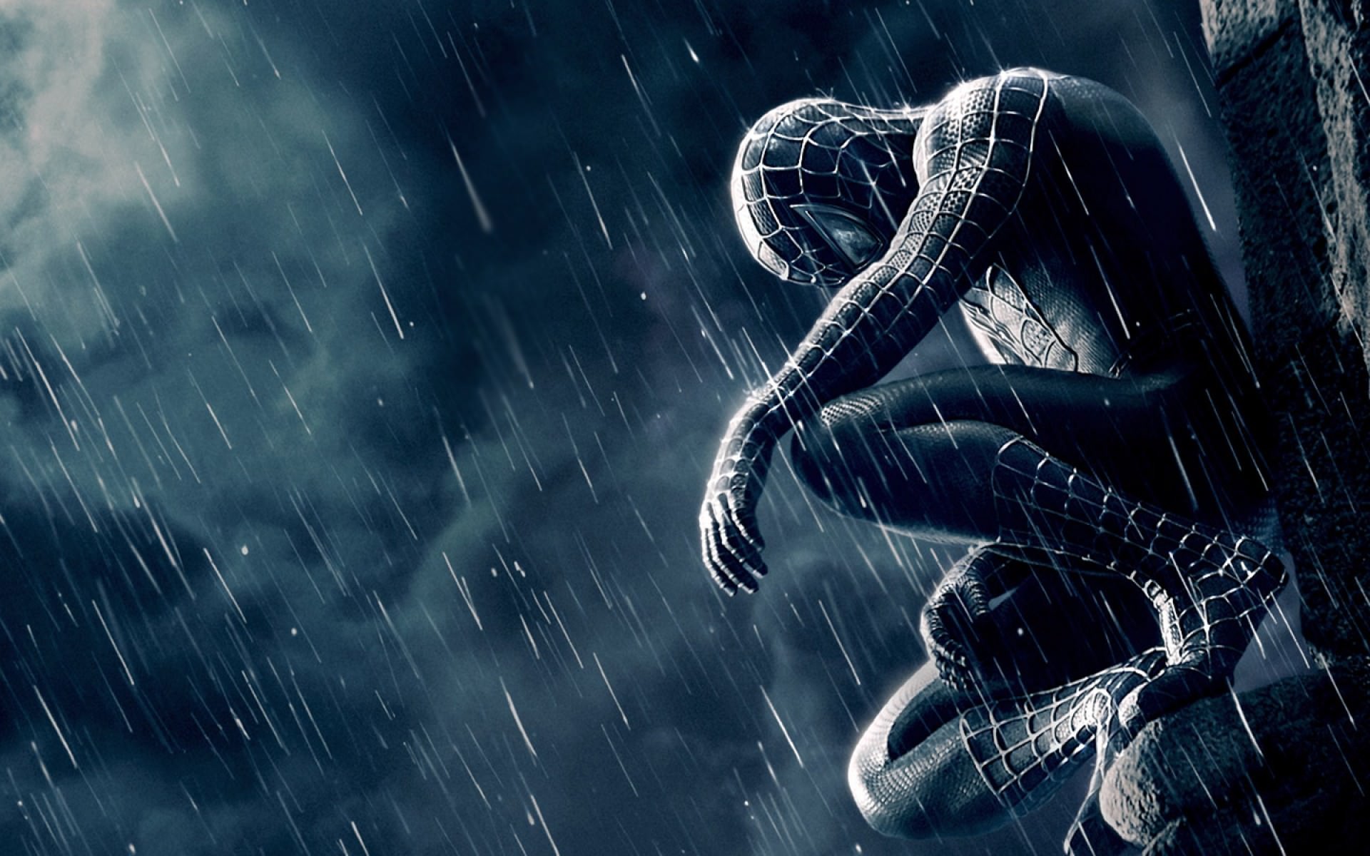 Spider-Man nero, Spider-Man 3, Pioggia, Grattacielo, 1920x1200, sfondo per PC