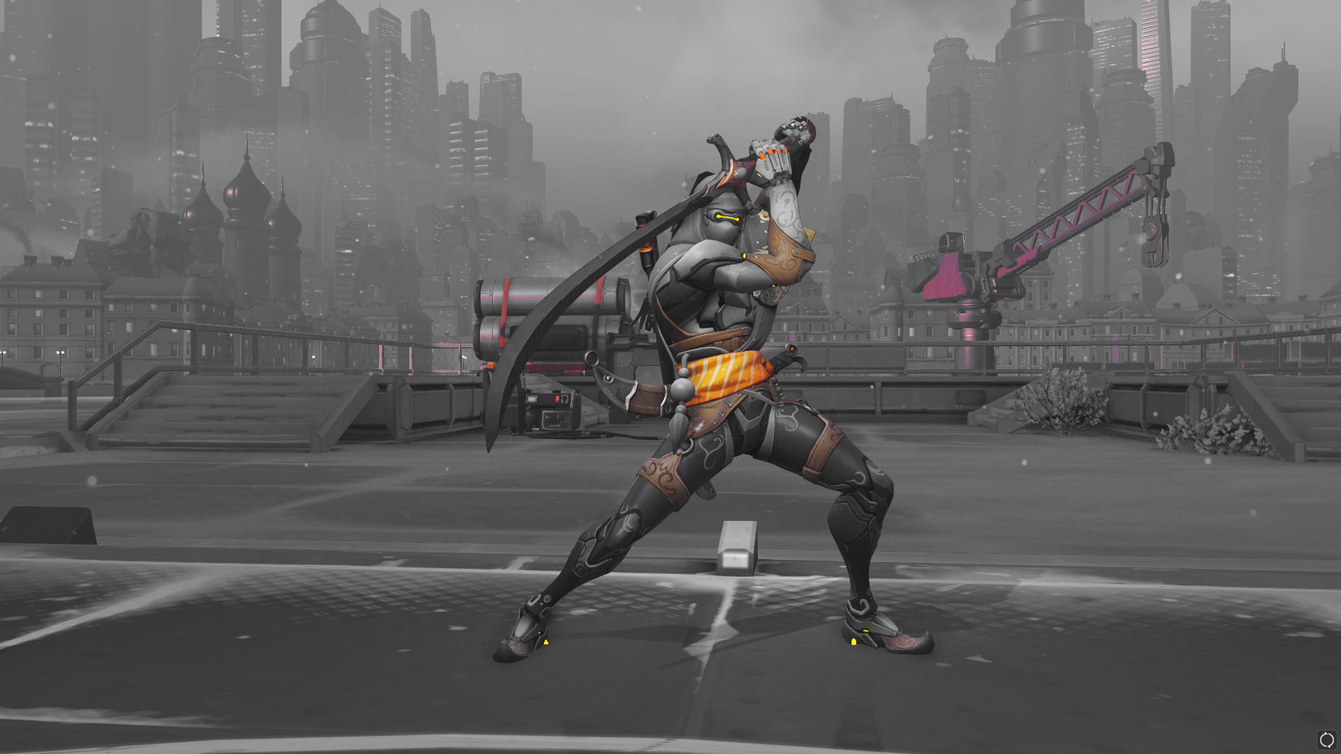 Genji, Overwatch, Skin Young Genji, Bianco e nero, Full HD, sfondo per PC