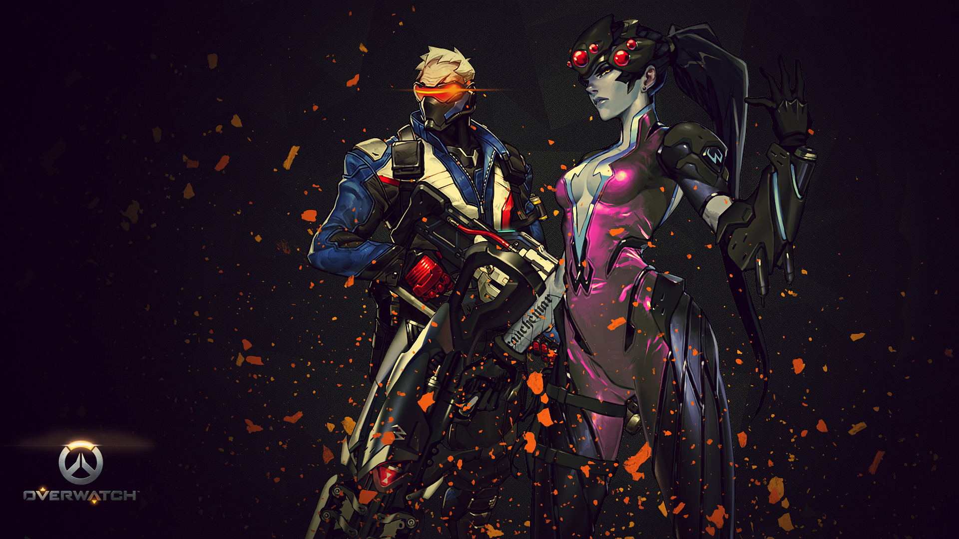 Soldier: 76, Widowmaker, Overwatch, Scintille, Full HD, sfondo per PC e portatile