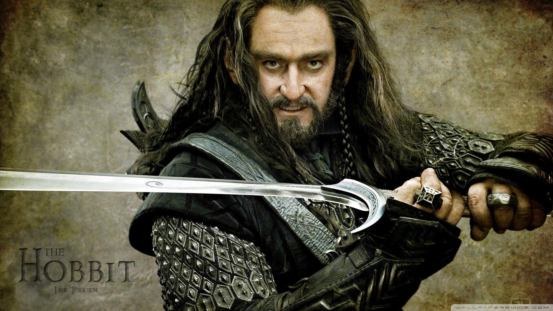 Thorin Scudodiquercia, Richard Armitage, Orcrist, Lo Hobbit, 16:9 Full HD, wallpaper widescreen