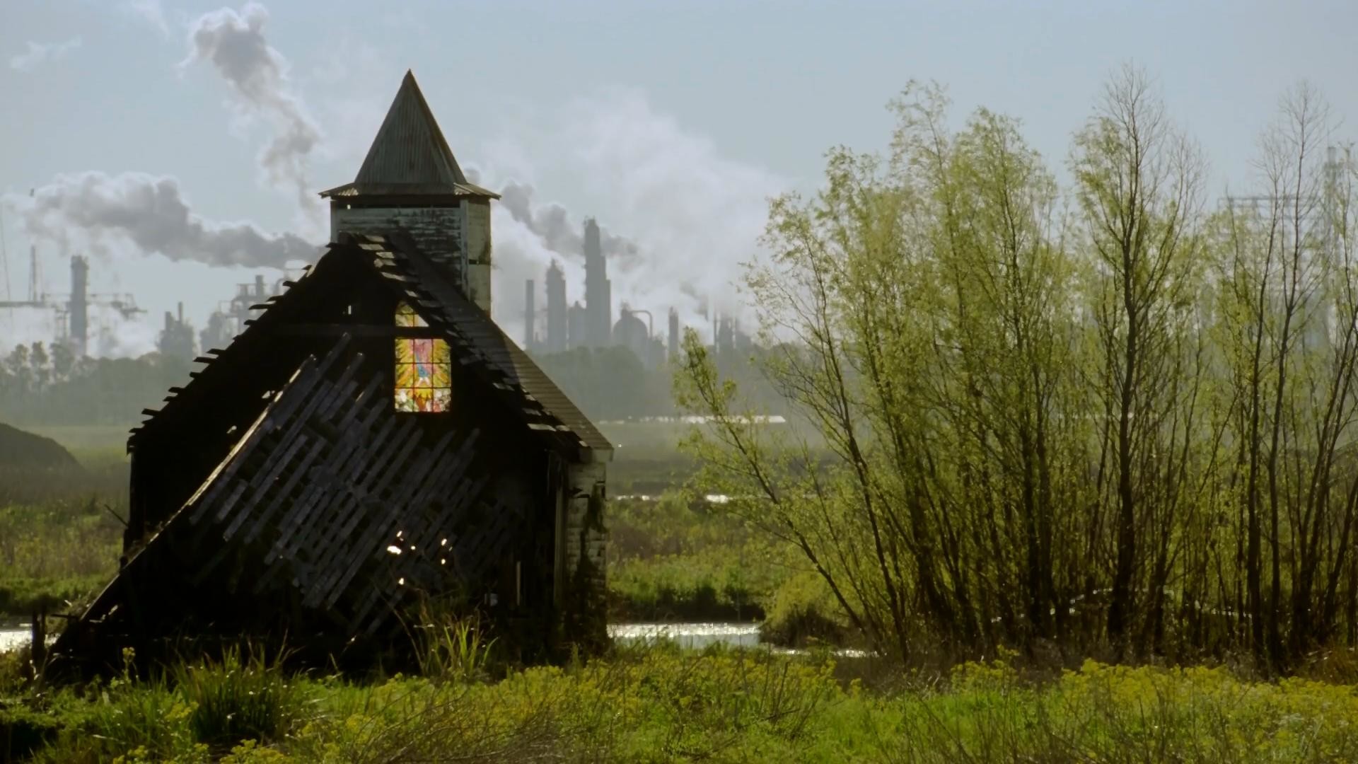 True Detective, Chiesa abbandonata, Louisiana, Raffineria, Full HD, wallpaper desktop