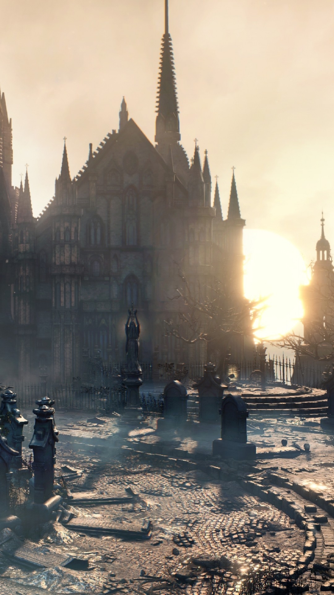 Bloodborne, Cattedrale, Tramonto, Rovine, 1080x1920, schermata di blocco iPhone