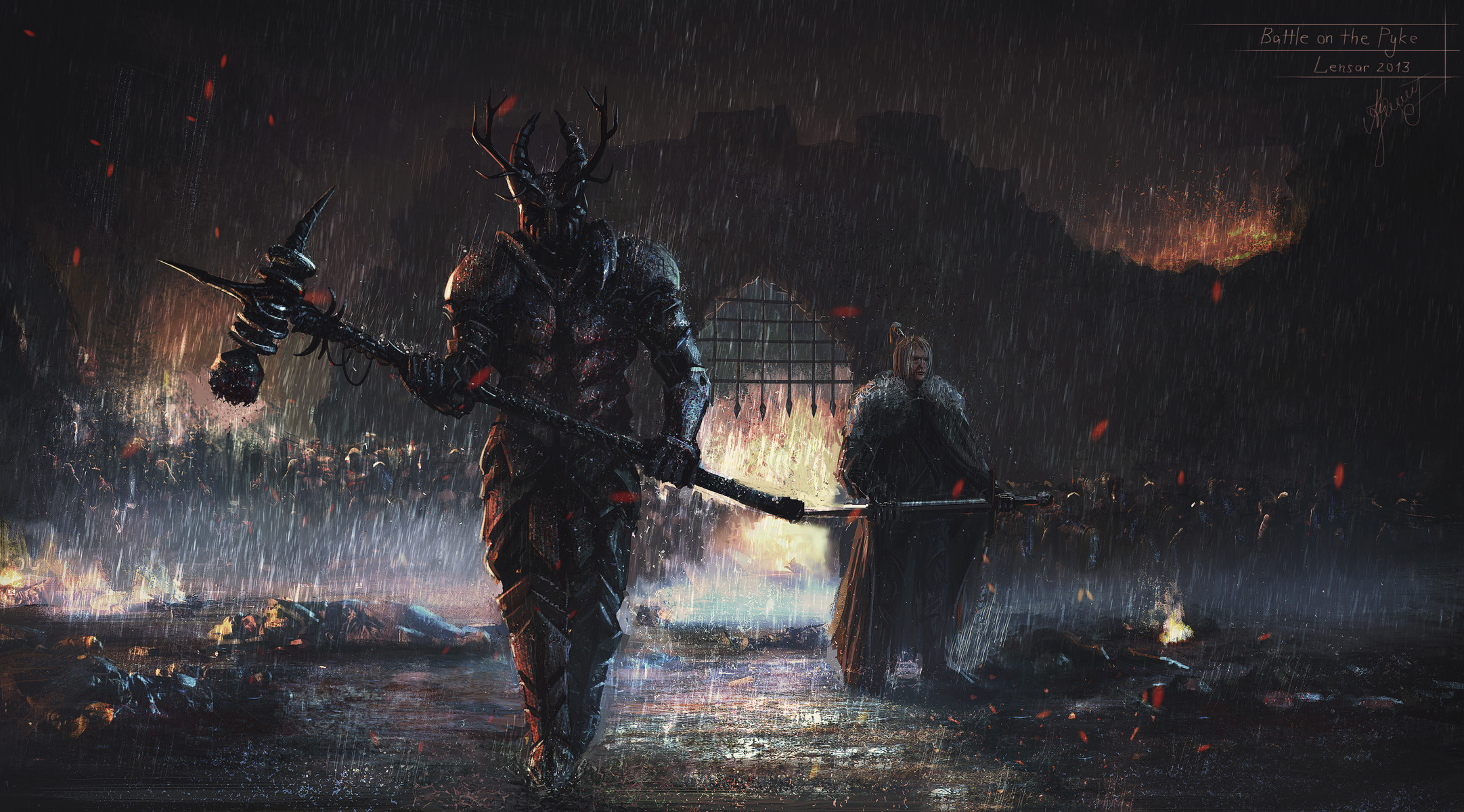 Il Trono di Spade, Gregor Clegane, La Montagna, Oberyn Martell, Pioggia, sfondo Full HD per computer