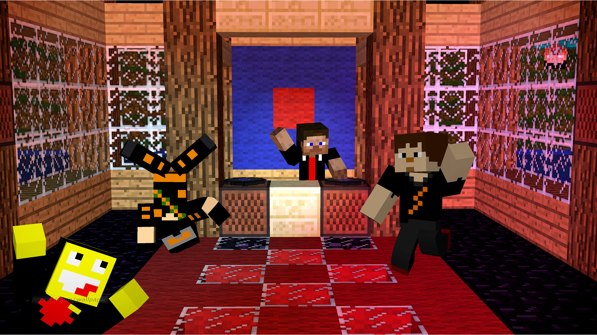 Minecraft, Skin, Stanza, SpongeBob, Rosso, 1920x1080, immagine di sfondo