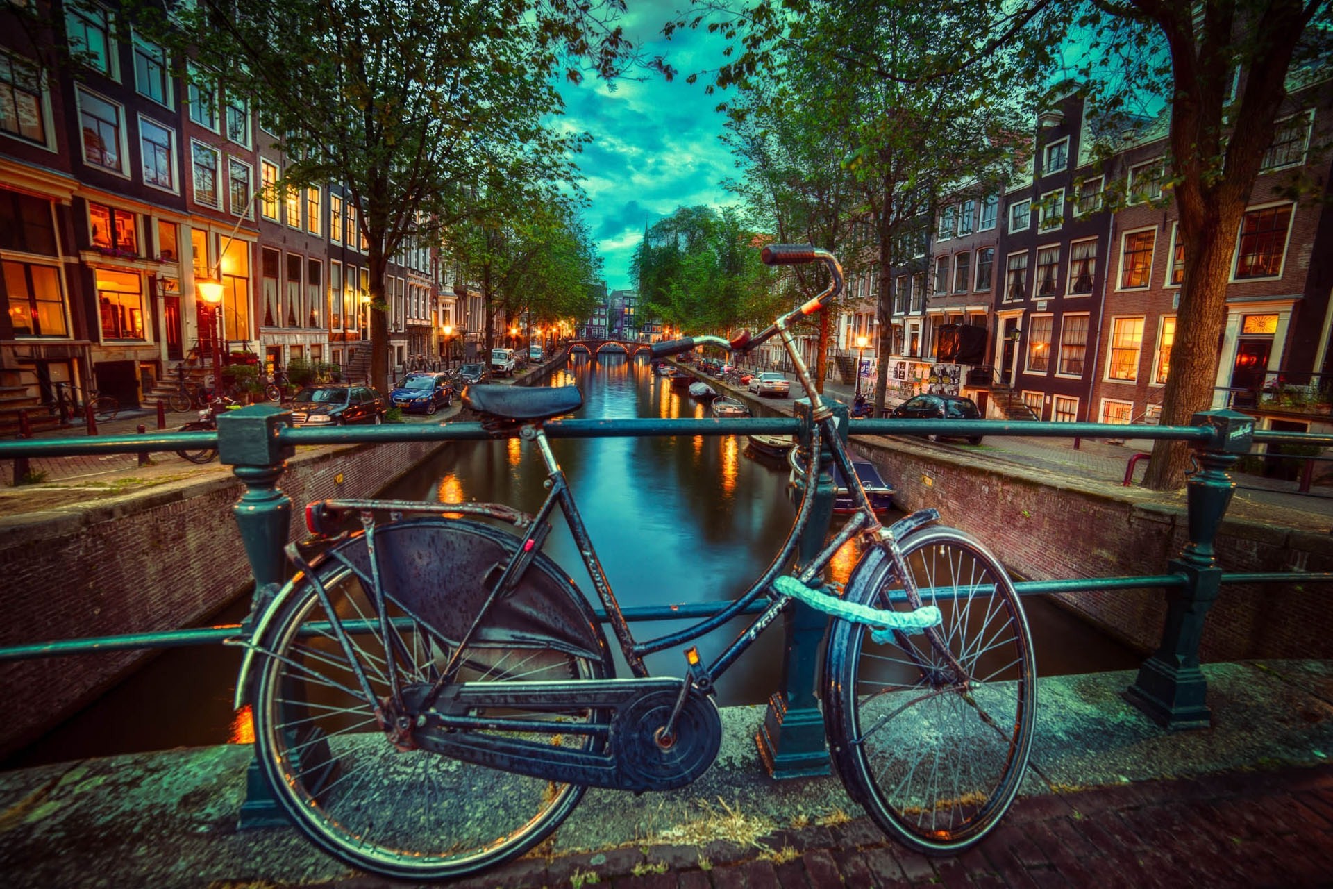 Amsterdam, Bicicletta, Ponte, Canale, HDR, Full HD, wallpaper per computer