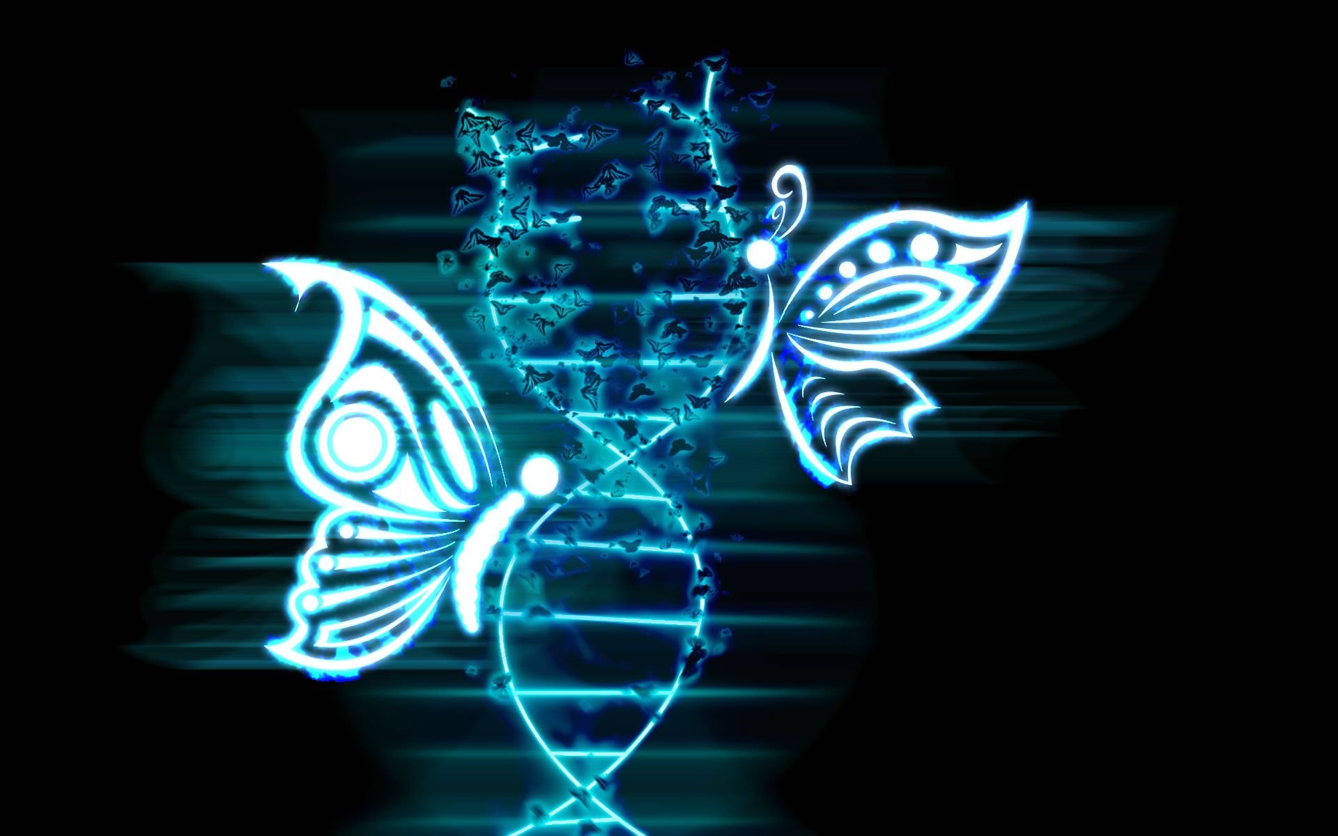 DNA, Farfalla, Luce azzurra, 1920x1200, sfondo per PC