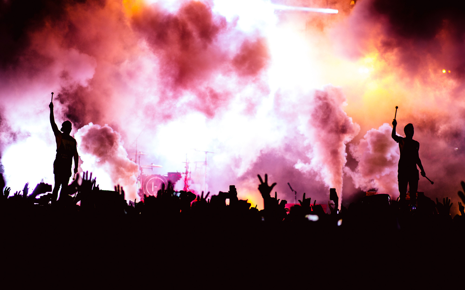 Twenty One Pilots, Concerto, Fumo rosa, Silhouette, 1920x1200, sfondo per PC