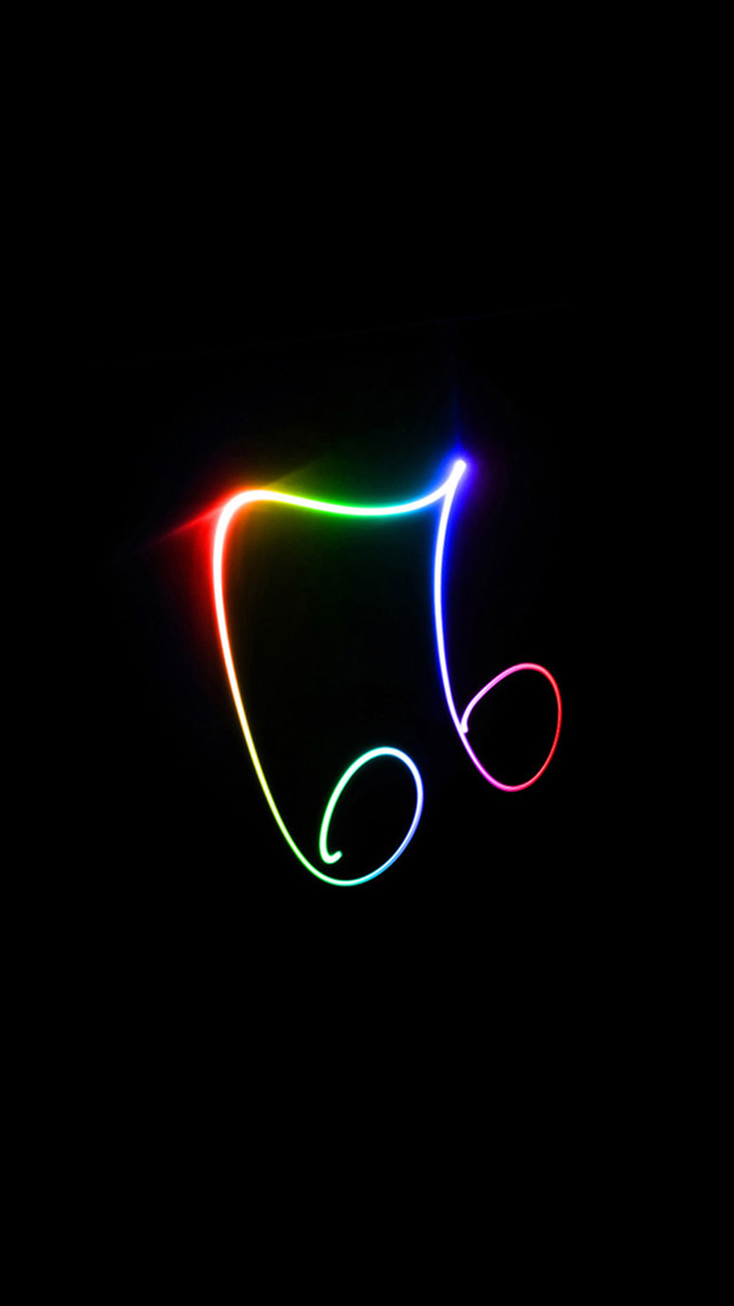 Nota musicale, Neon, Arcobaleno, Sfondo nero, QHD+, schermata di blocco Galaxy S7 Edge