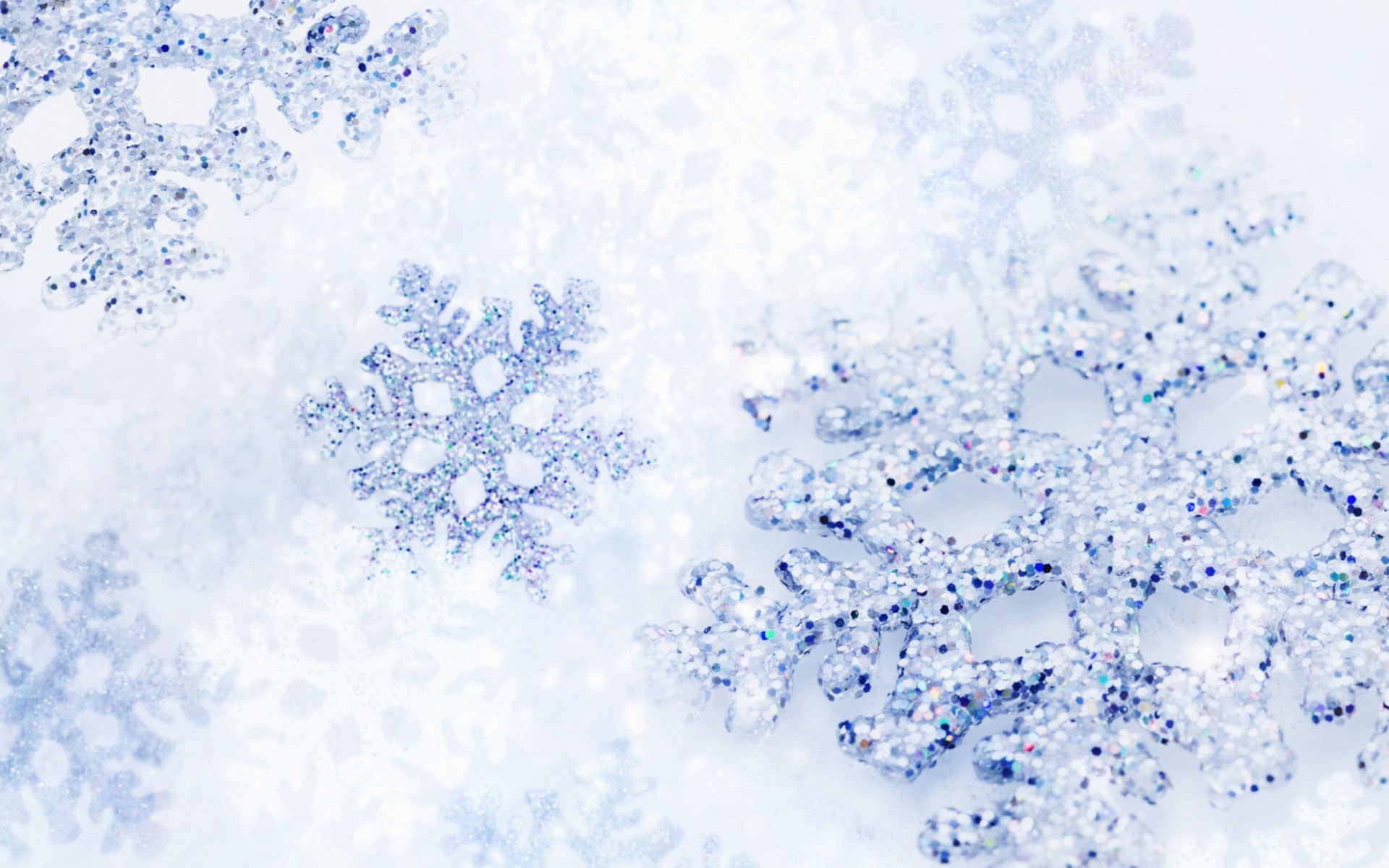 Fiocchi di neve, Bianco e azzurro, Inverno, Full HD, sfondo per PC e portatile