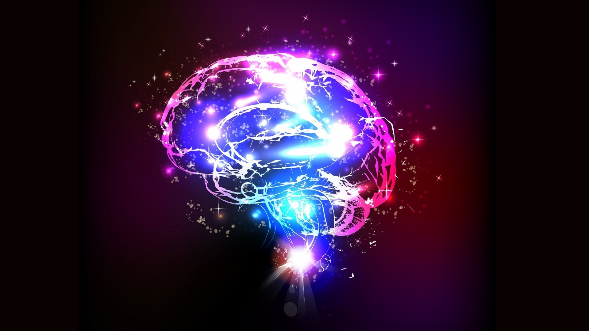 Cervello, Luce, Energia, Viola, Sfondo nero, Full HD, wallpaper per computer