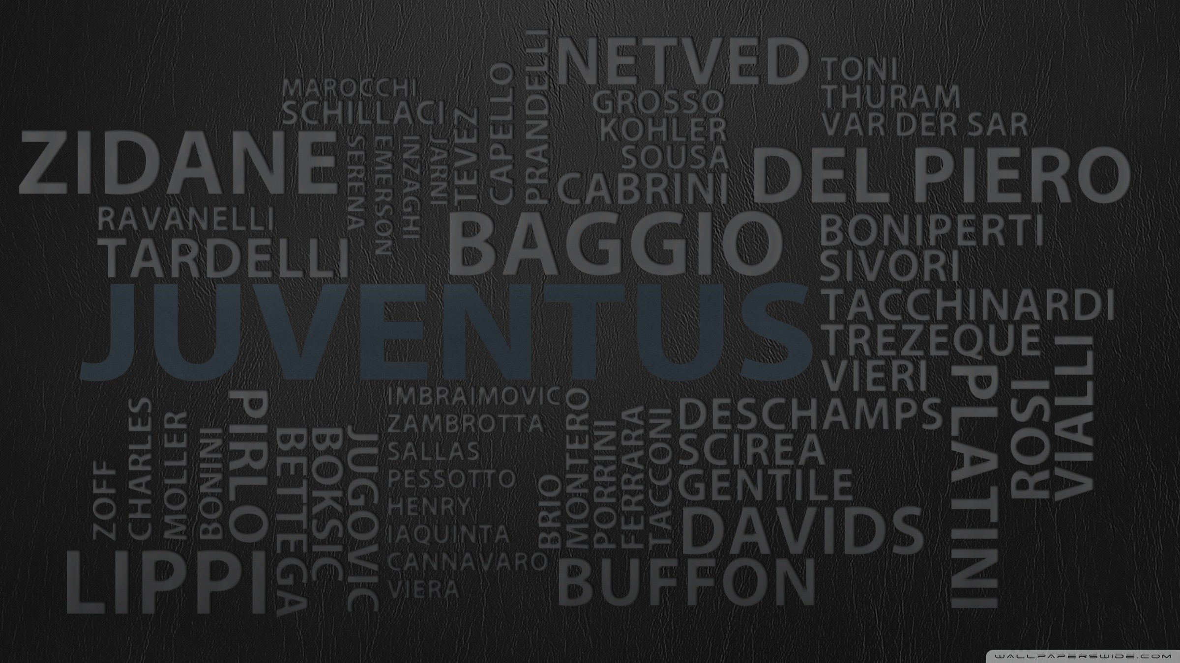 Juventus, Del Piero, Baggio, Zidane, Leggende, Tipografia, 16:9 Full HD, sfondo widescreen
