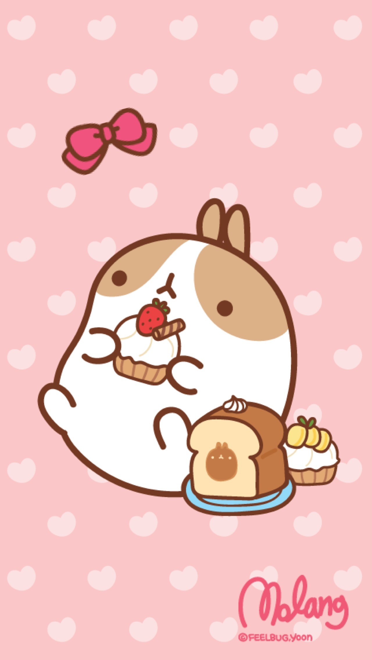 Molang, Dolci, Kawaii, Rosa, Full HD, sfondo per iPhone e Android