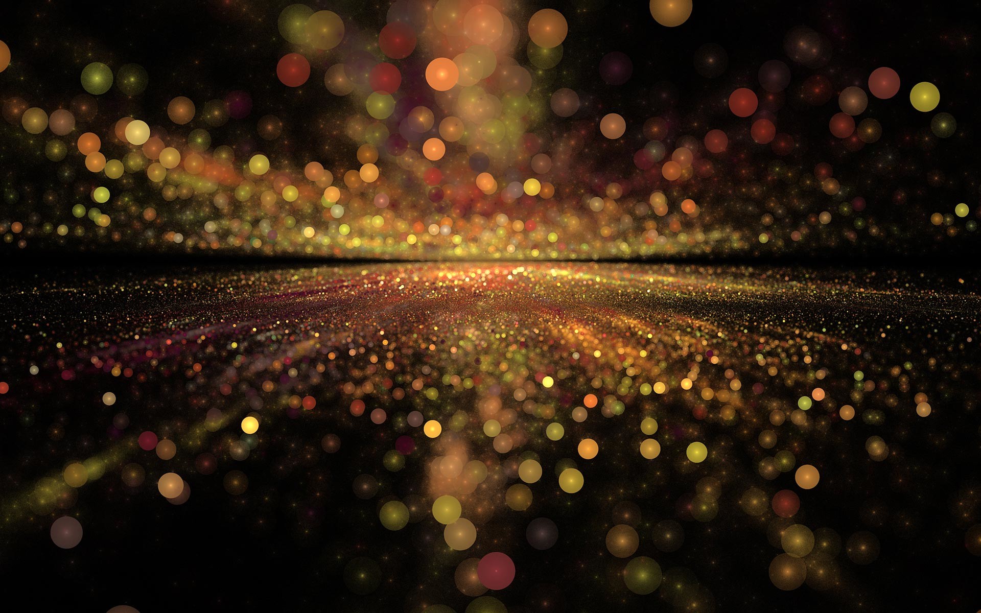 Glitter dorato, Bokeh, Sfondo nero, Full HD, wallpaper per portatile