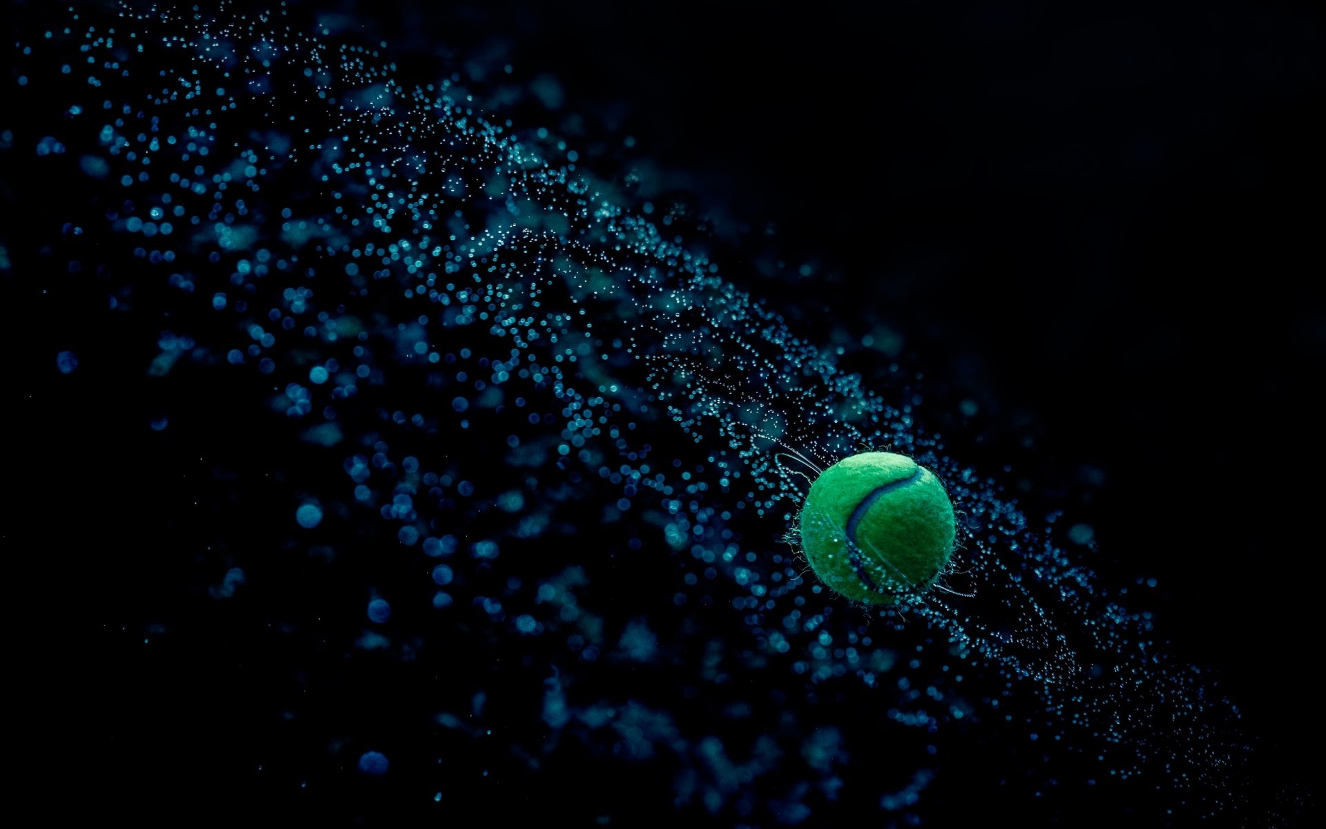 Pallina da tennis, Particelle, Sfondo nero, Arte digitale, 1920x1200, wallpaper desktop