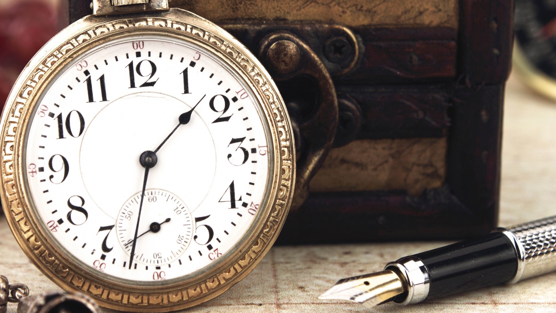 Orologio da taschino, Penna stilografica, Antico, Primo piano, Full HD, sfondo Windows 11