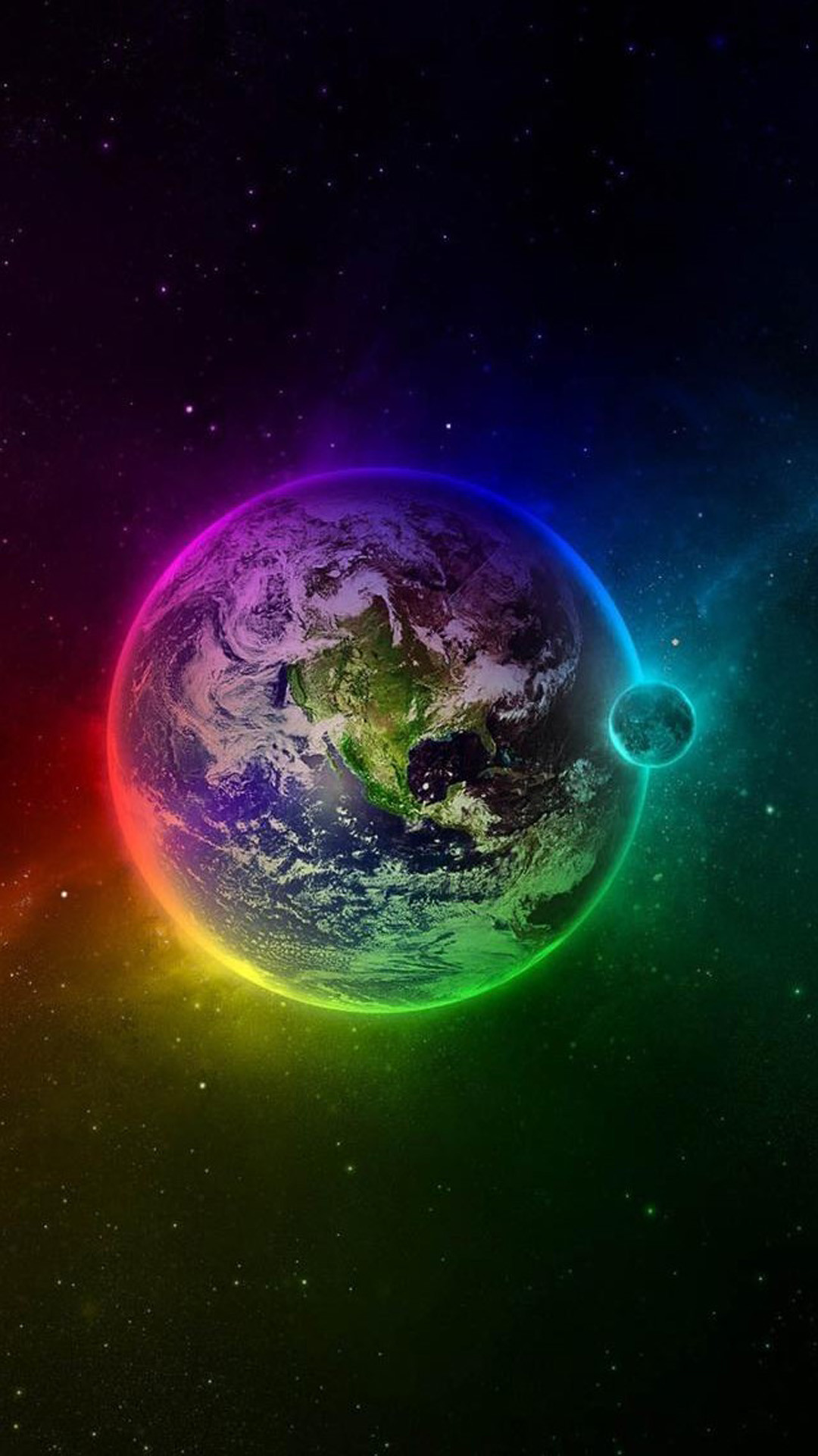 Terra, Pianeta, Spazio, Arcobaleno, sfondo LG G2 verticale