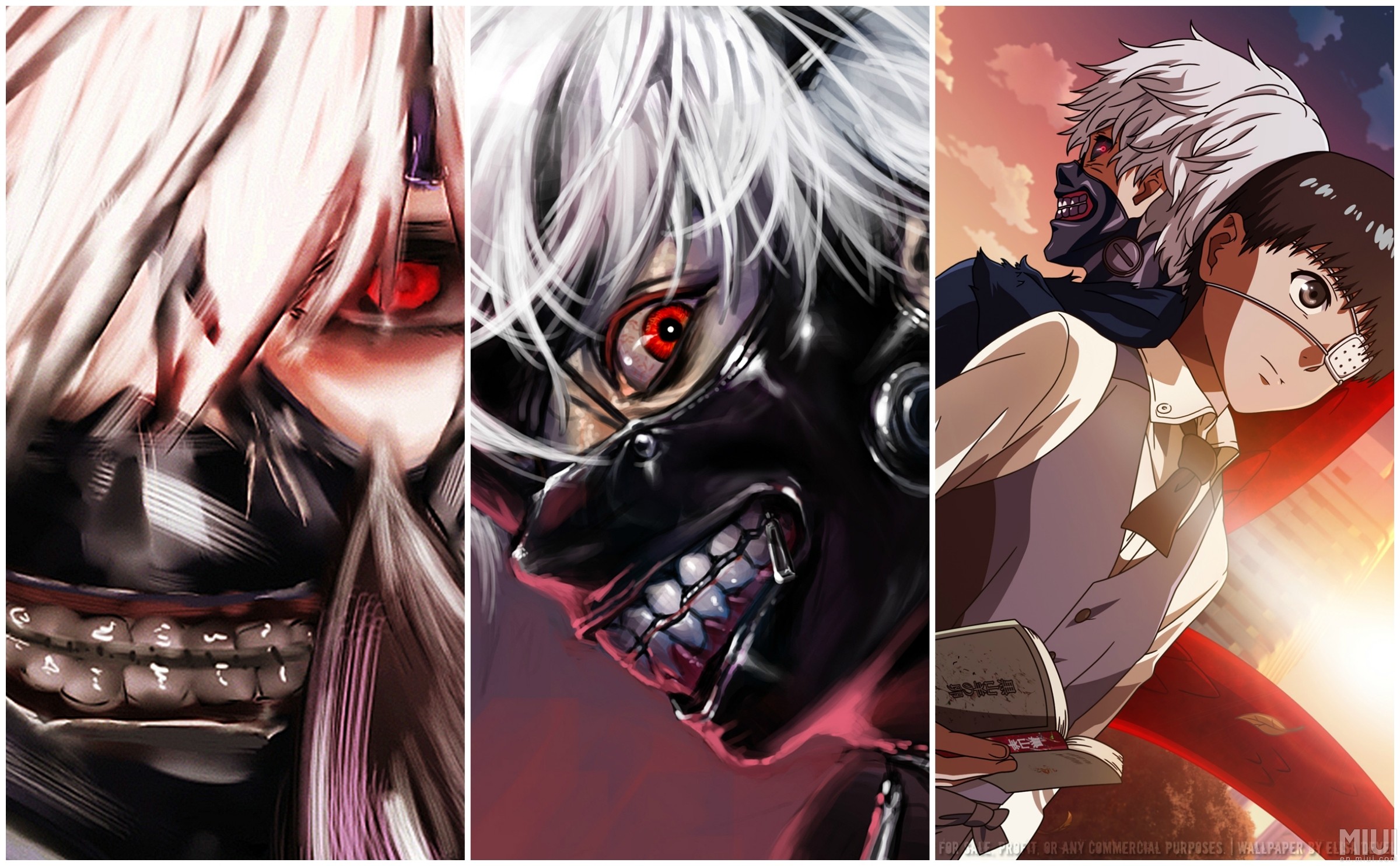 Ken Kaneki, Tokyo Ghoul, Maschera, Trittico, 2400x1485, sfondo MacBook Pro