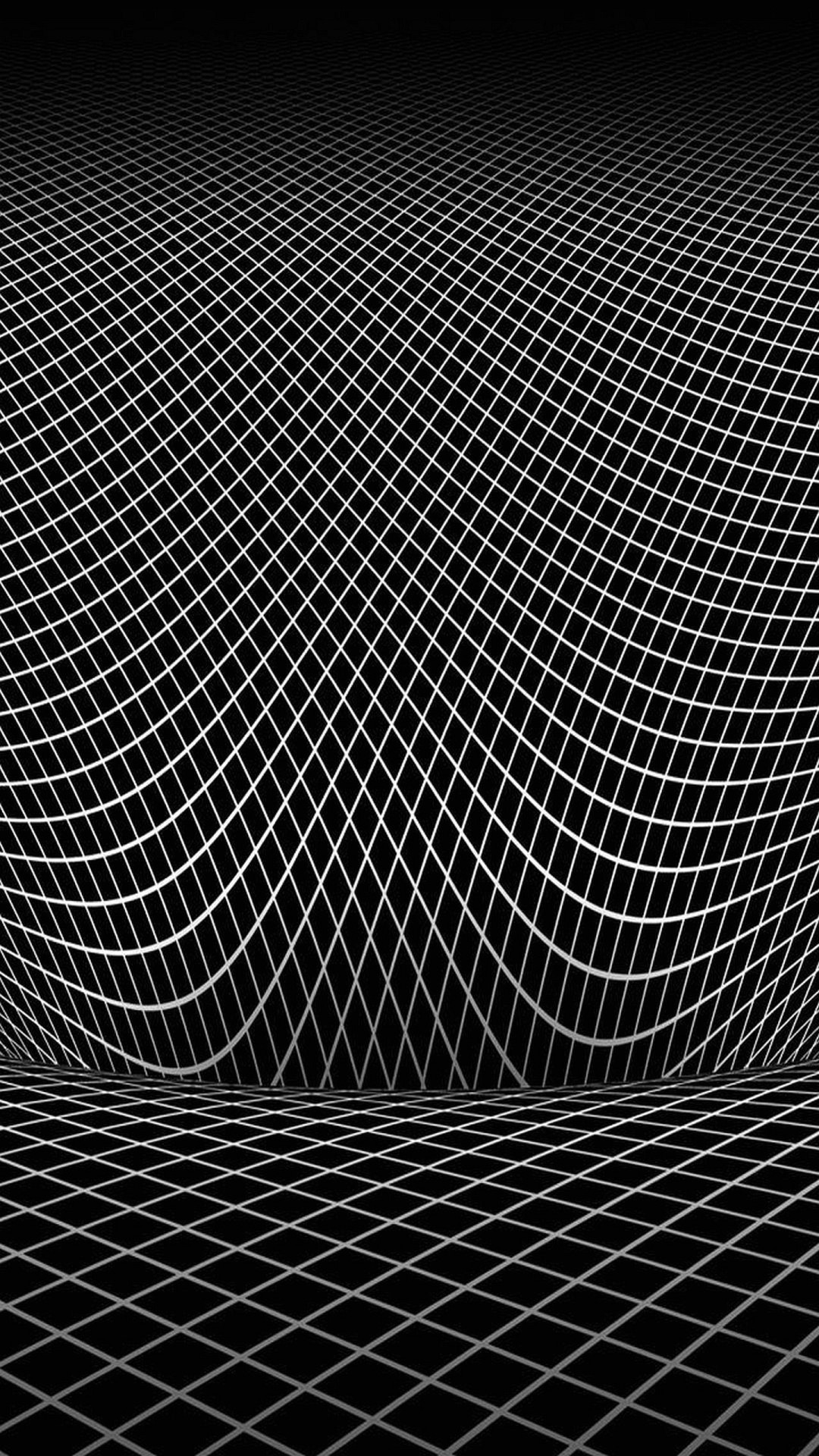 Griglia 3D, Bianco e nero, Geometrico, schermata Home iPhone 6 Plus