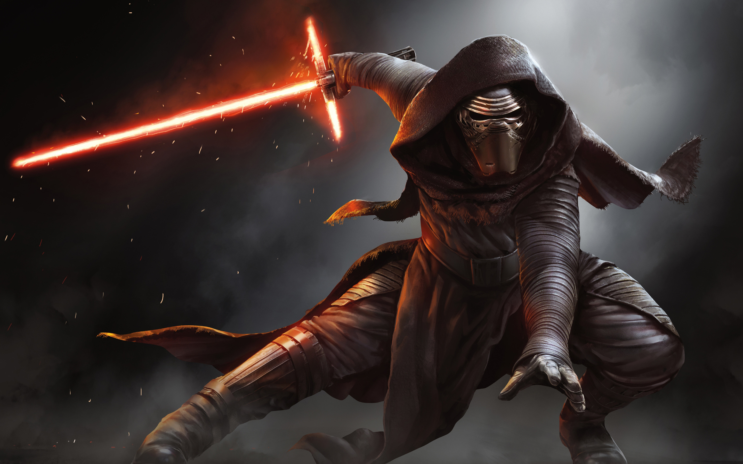 Kylo Ren, Star Wars: Il risveglio della Forza, Spada laser a croce, Concept art, sfondo 2K