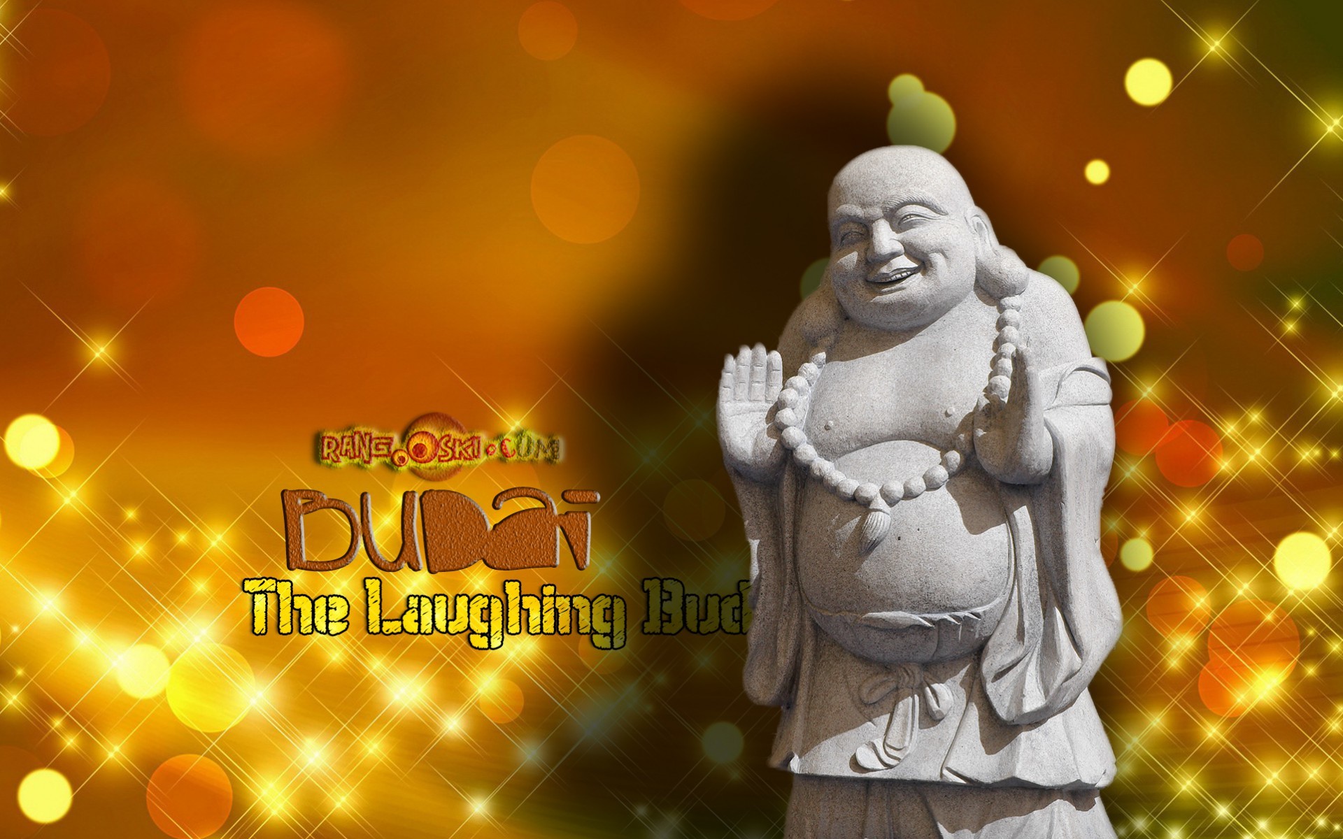 Budai, Buddha che ride, Bokeh, Oro, Full HD, sfondo desktop