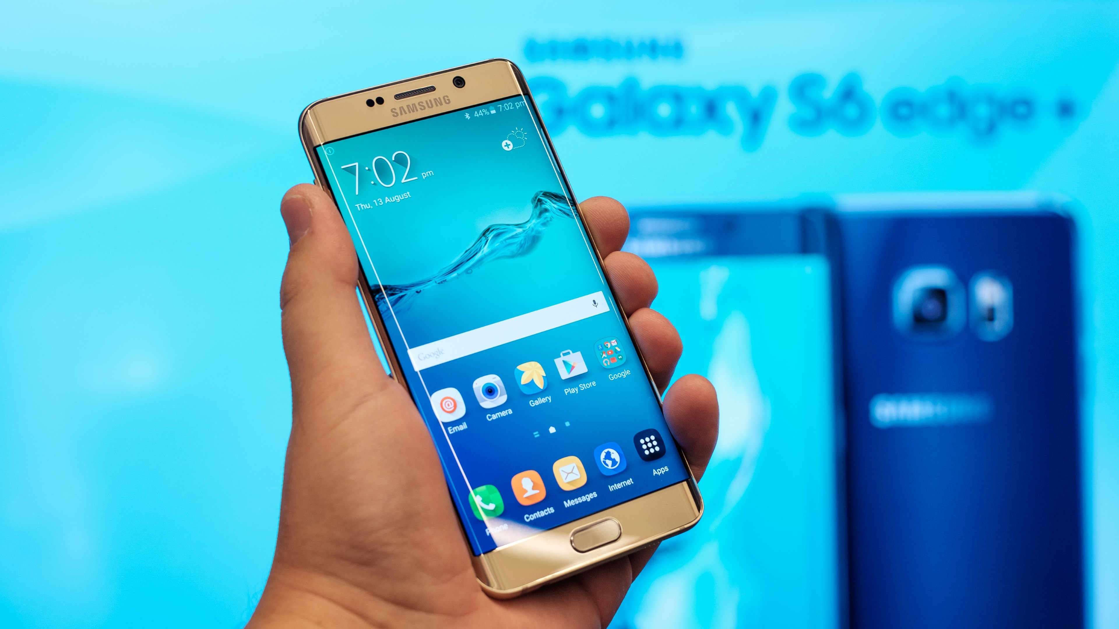 Samsung Galaxy S6 Edge+, Smartphone, Mano, Oro, 4K 2160p, sfondo desktop