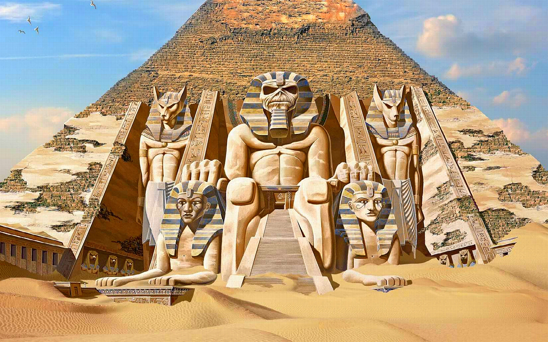 Powerslave, Iron Maiden, Piramide, Eddie, Deserto, Egitto, 1920x1200, sfondo per PC