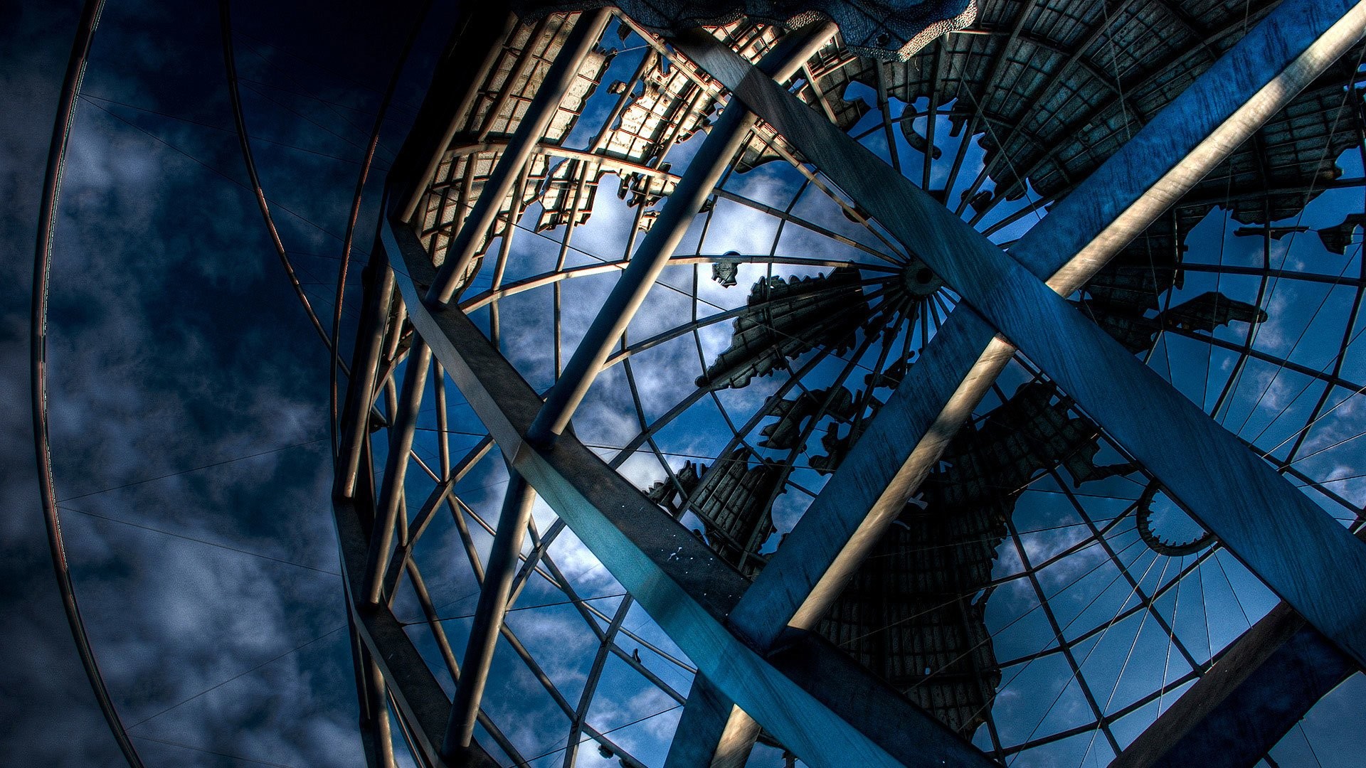 Unisphere, Flushing Meadows, New York, Nuvole, 1920x1080, sfondo per PC