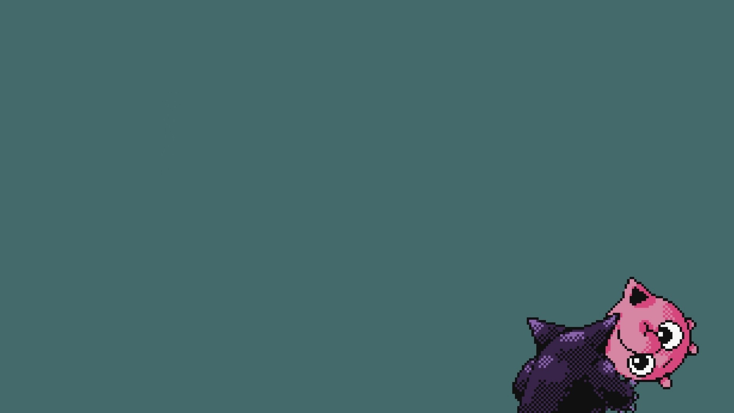 Gengar, Jigglypuff, Pixel art, Sfondo verde, 16:9 2K, wallpaper widescreen