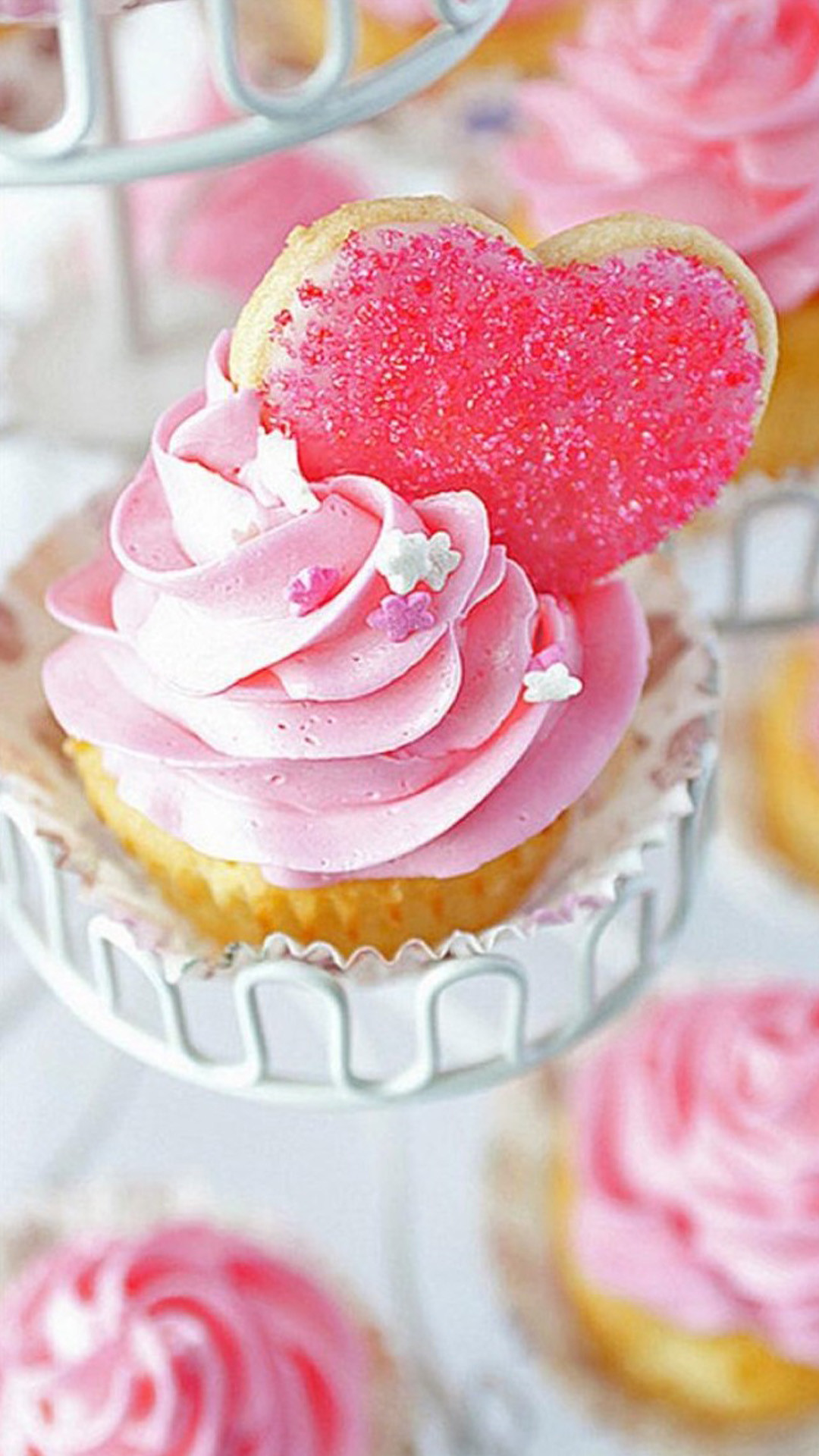 Cupcake, Cuore, Glassa rosa, Dolci, Full HD, schermata di blocco del cellulare