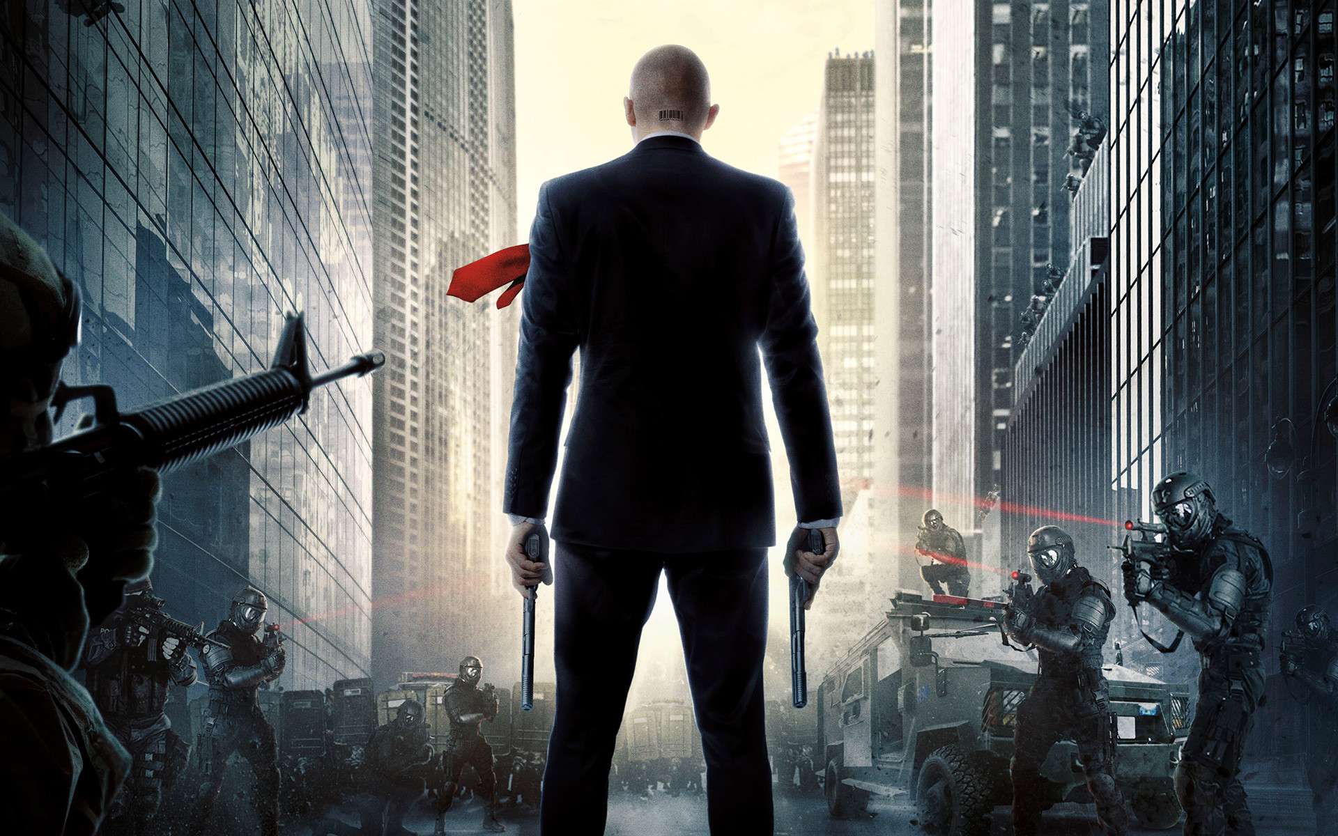 Hitman: Agent 47, Agente 47, Soldati, Città, 1920x1200, sfondo per PC